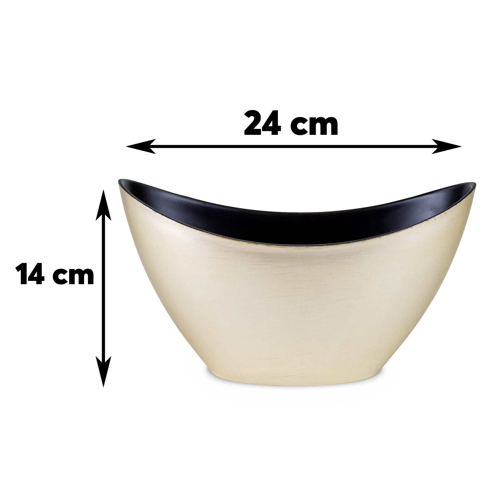 Blumentopf Hohe Pflanzschale oval Vintage gold-farben 24 x 14 cm wetterfest