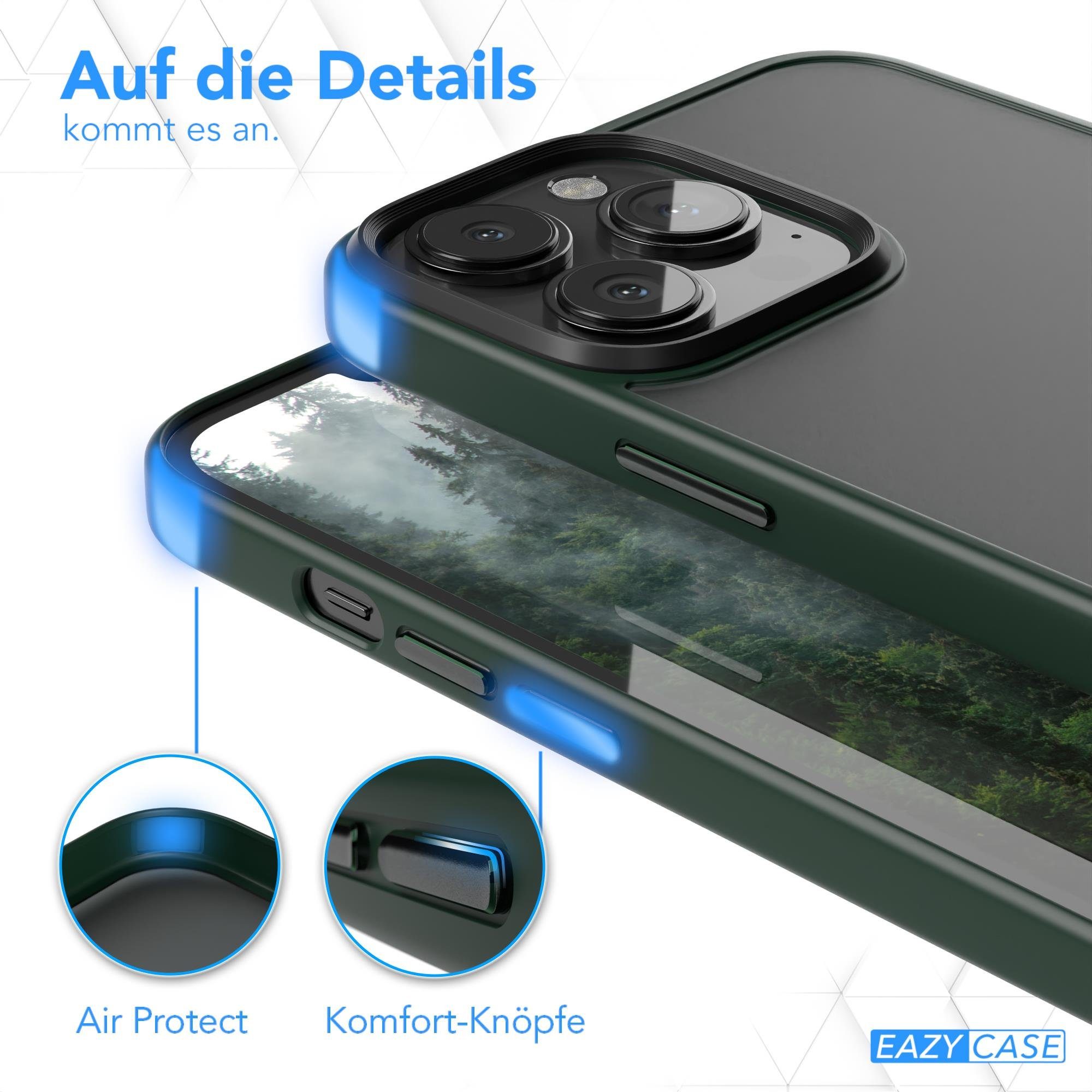 EAZY CASE Handyhülle Outdoor Case für Apple iPhone 13 Pro Max 6,7 Zoll, Hülle Transparent kratzfest Smart Slimcover Transparent Dunkel Grün
