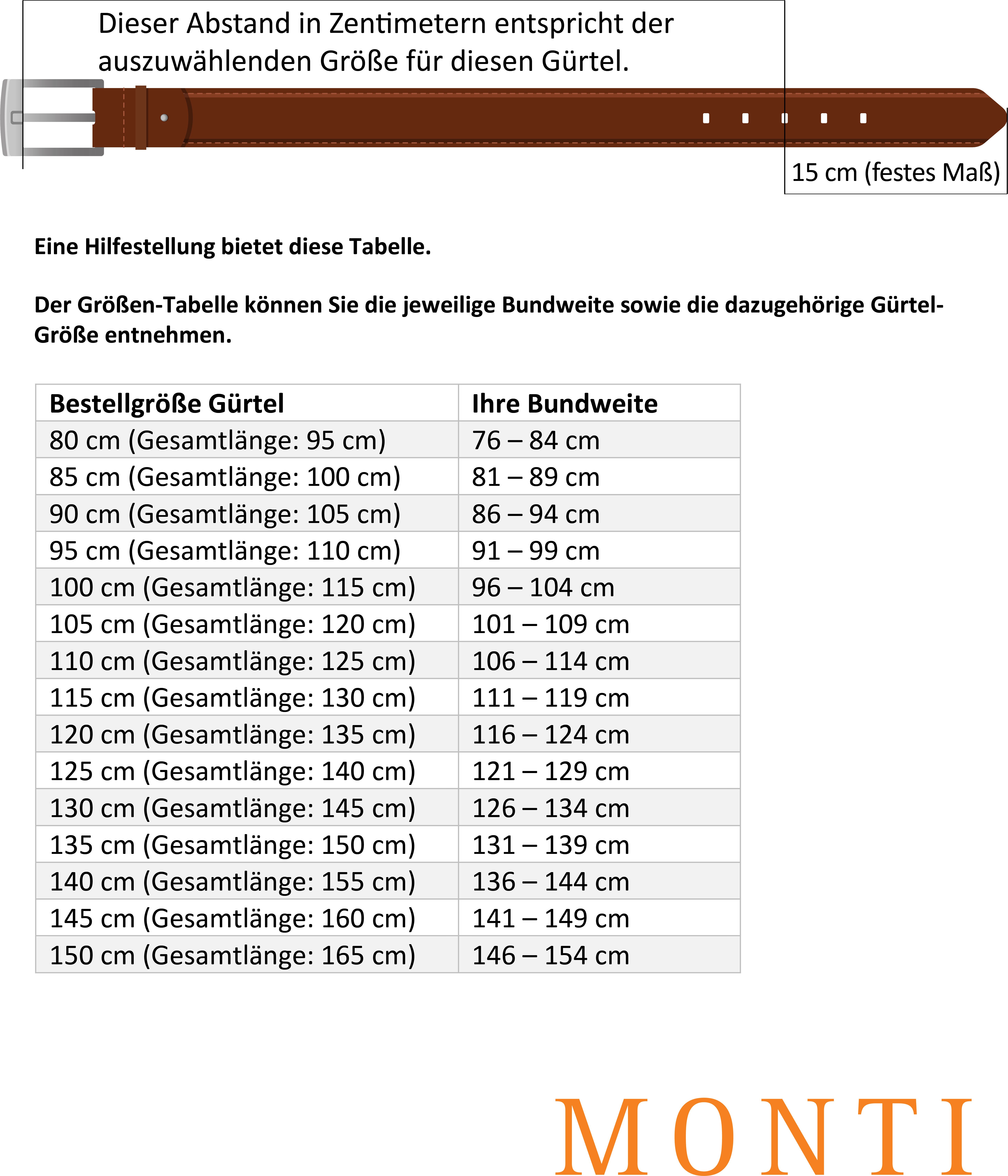 MONTI Ledergürtel MERAN 4,0 cm breit, Jeans-Casual, kürzbar günstig online kaufen