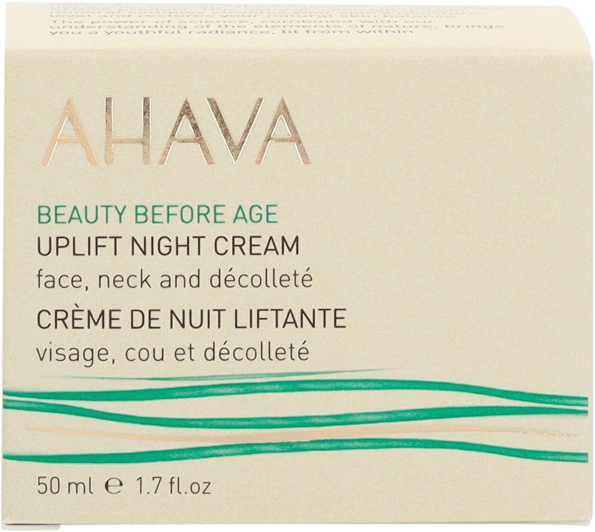AHAVA Nachtcreme Beauty Before Age Uplift Night Cream, Hohe Konzentration an Mineralien, reduziert tiefe Falten.