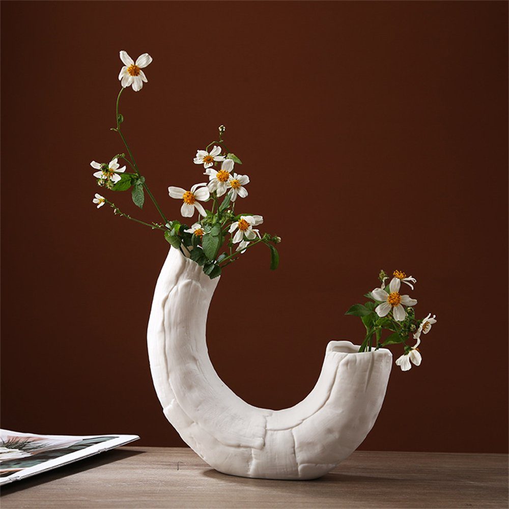 Rouemi Dekovase Keramische Vase,Gebogene dekorative Vase,Heimdekorationen