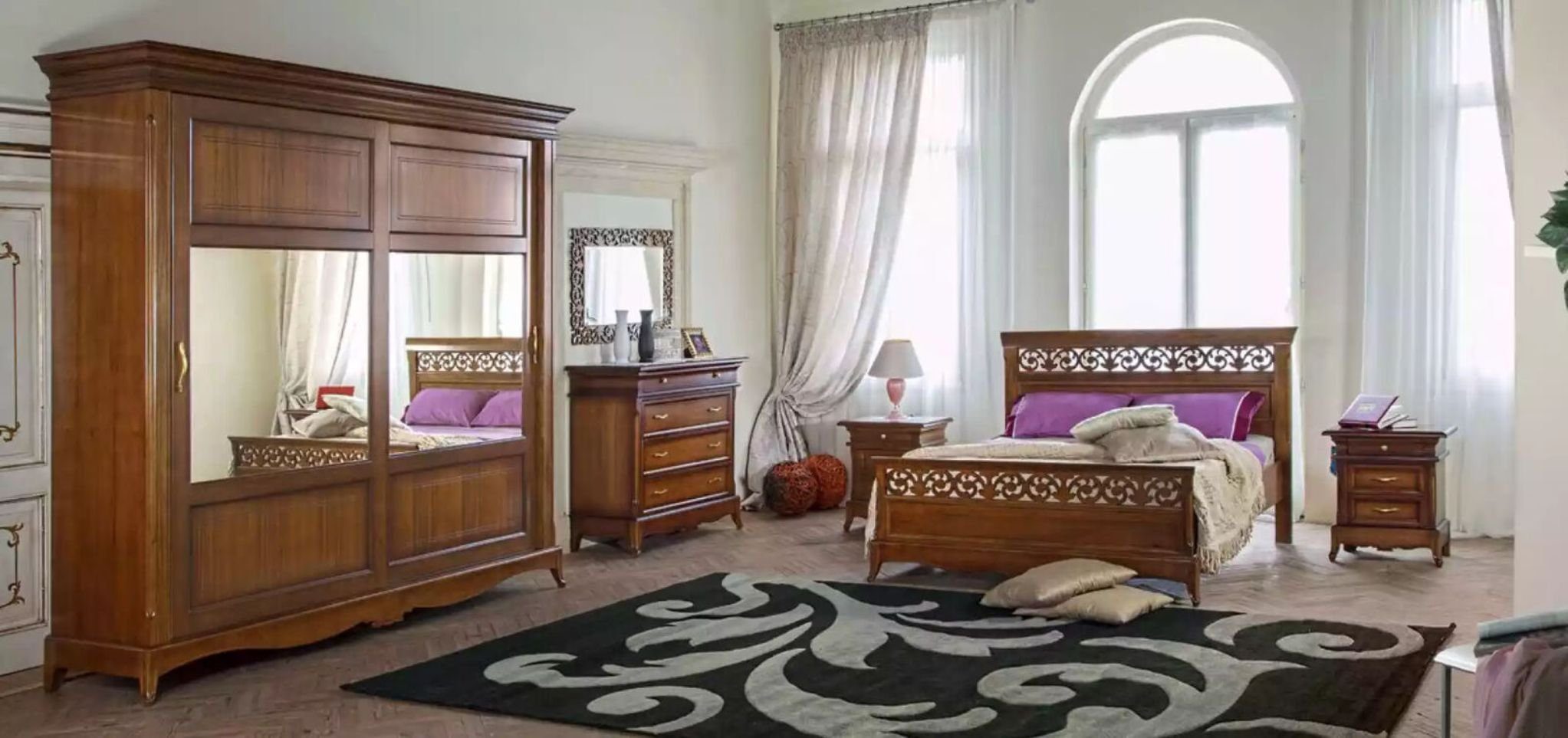 Massivholz in Spiegel Italien Schlafzimmermöbel Italy mit (1-St., JVmoebel Kleiderschrank) Kleiderschrank Kleiderschrank Design Made