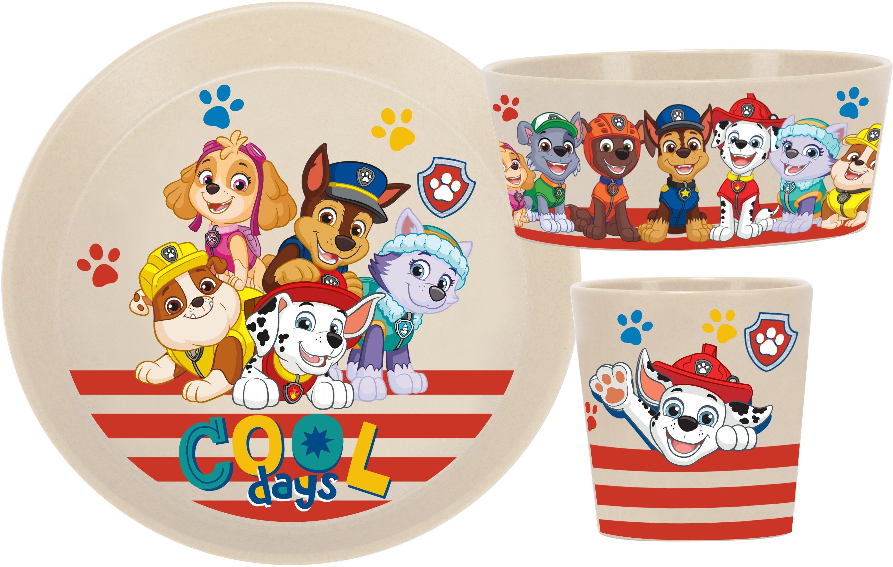 KOZIOL Kindergeschirr-Set CONNECT PAW PATROL (3-tlg), 1 Personen, Kunststoff, Co² neutral produziert, Made in Germany, 3 Teile, für 1 Person