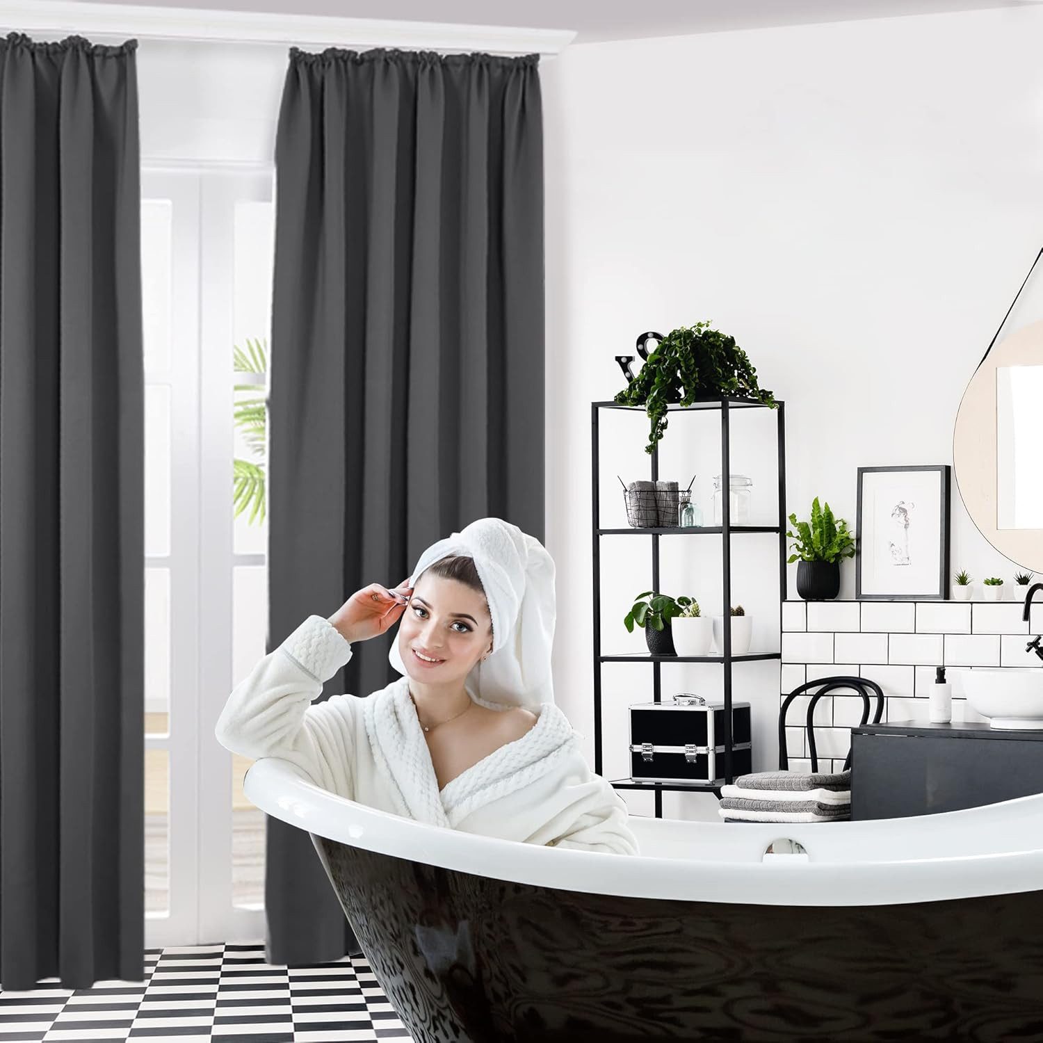 Deconovo Verdunkelungsvorhang Gardinen mit Kräuselband Vorhänge Wohnzimmer Kälterschutz 2er Set, Vorhang blickdicht Lärmschutz Thermovorhang gegen Kälte pflegeleicht