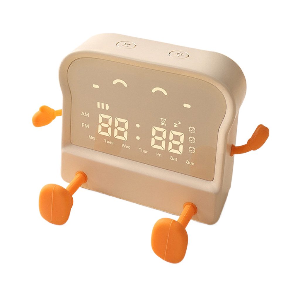 Kinderwecker Toaster-Wecker, Lernwecker mit 3 Alarmen, leises Nachtlicht