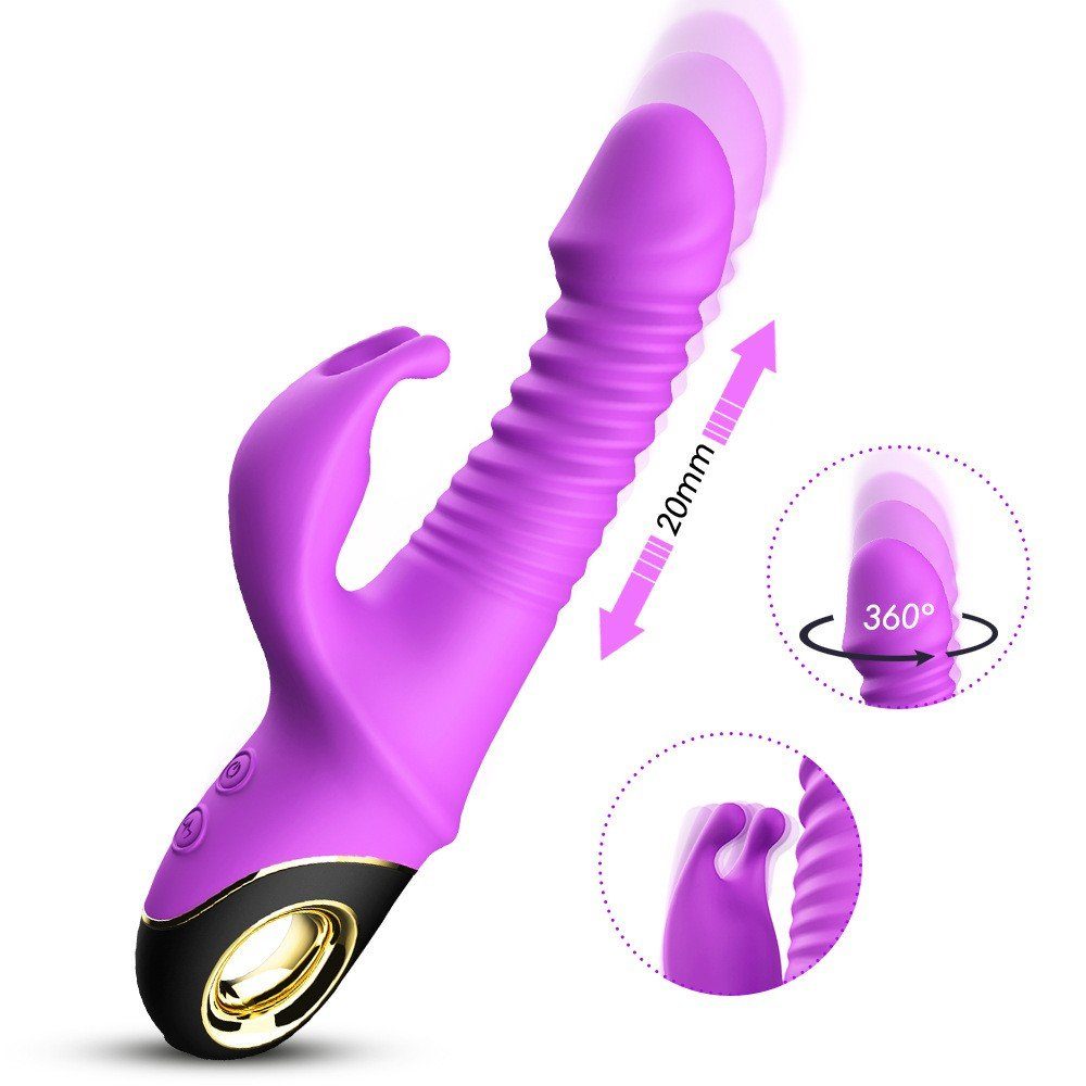 Vibrator wasserdicht Lila G-Punkt Vibratoren,Magnetisches Teleskopisch Klitoris 9 3-1 Stoß mit G-Punkt-Vibrator Laden, Vibrationsmodi rabbit autolock