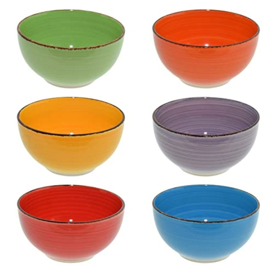 Spruchreif® Dekoschüssel Schalen Set · Ramenbowl ·Steinzeug Keramik Schüssel · 6 teilig 650ml