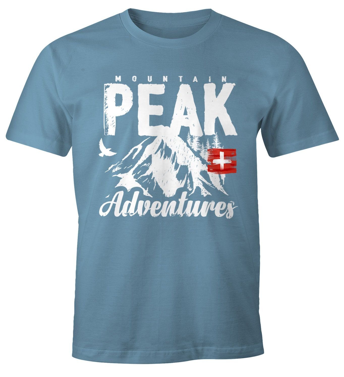 MoonWorks Print-Shirt Wander Herren T-Shirt Mountain Adventures mit Print
