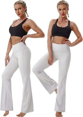 FIDDY Schlaghose Damen mit Taschen,hohe Taille,ausgestelltes Bootleg Yoga Workout Hose