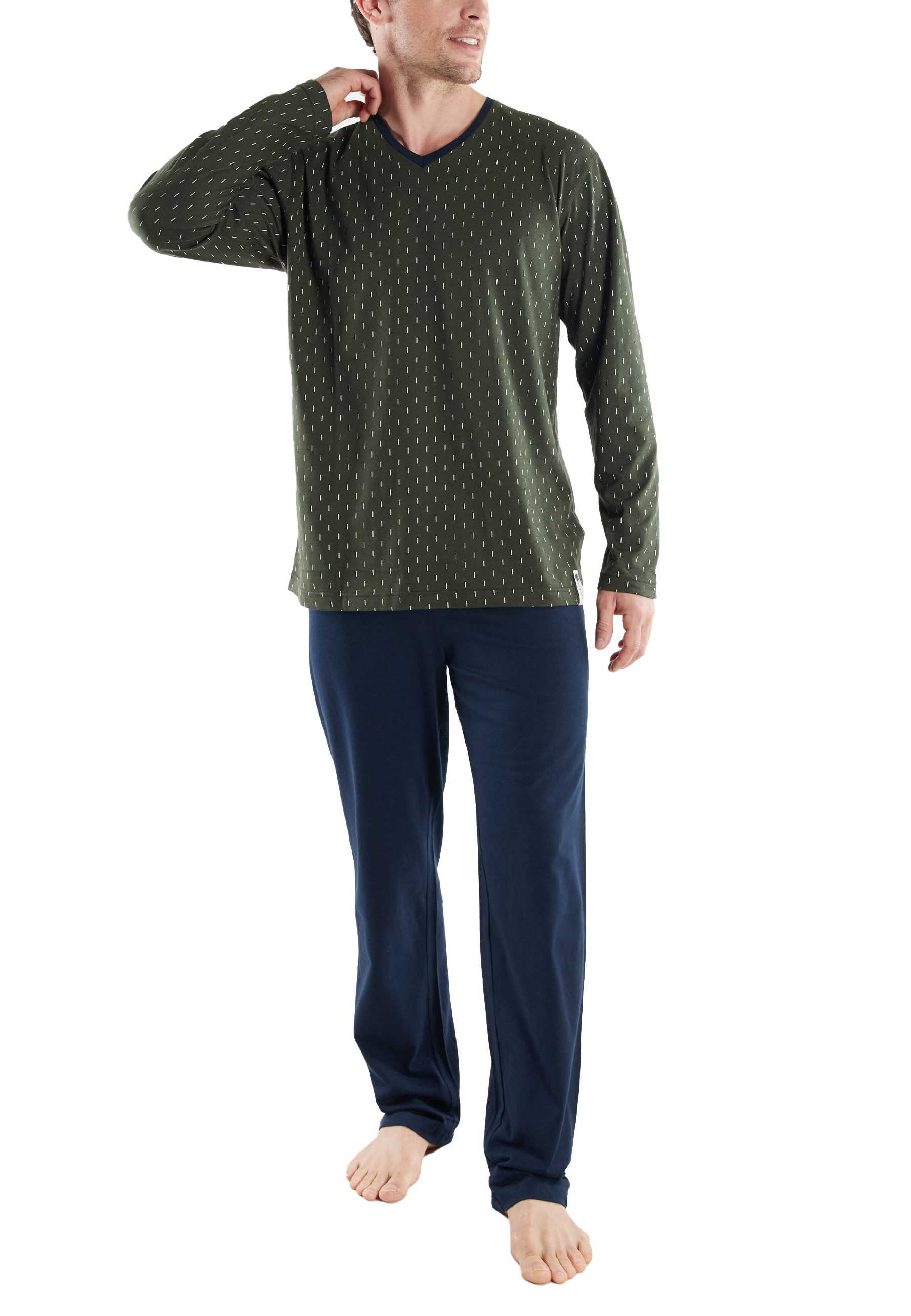 CECEBA Pyjama CECEBA Herren Pyjama grün bedruckt (1 tlg)