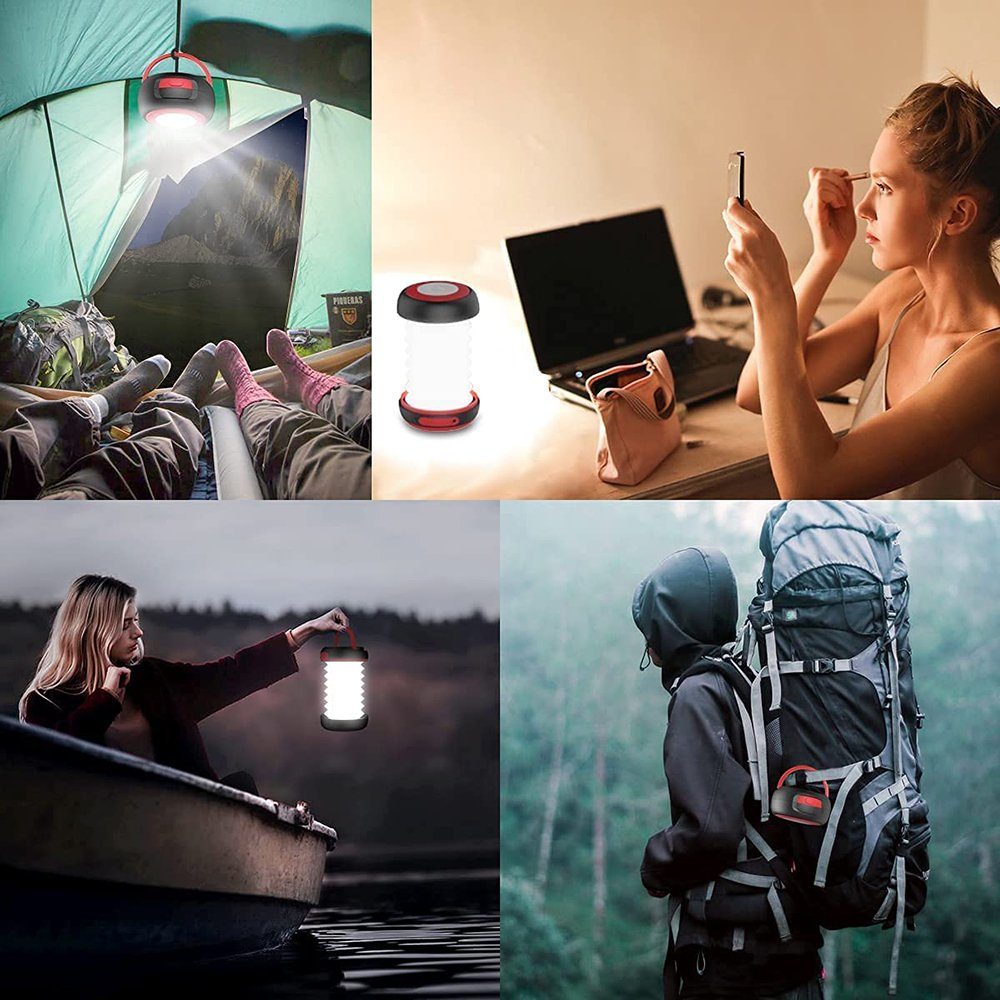 GelldG LED Solarleuchte Camping Laterne Zusammenklappbar USB und 2 Lademethoden Solar