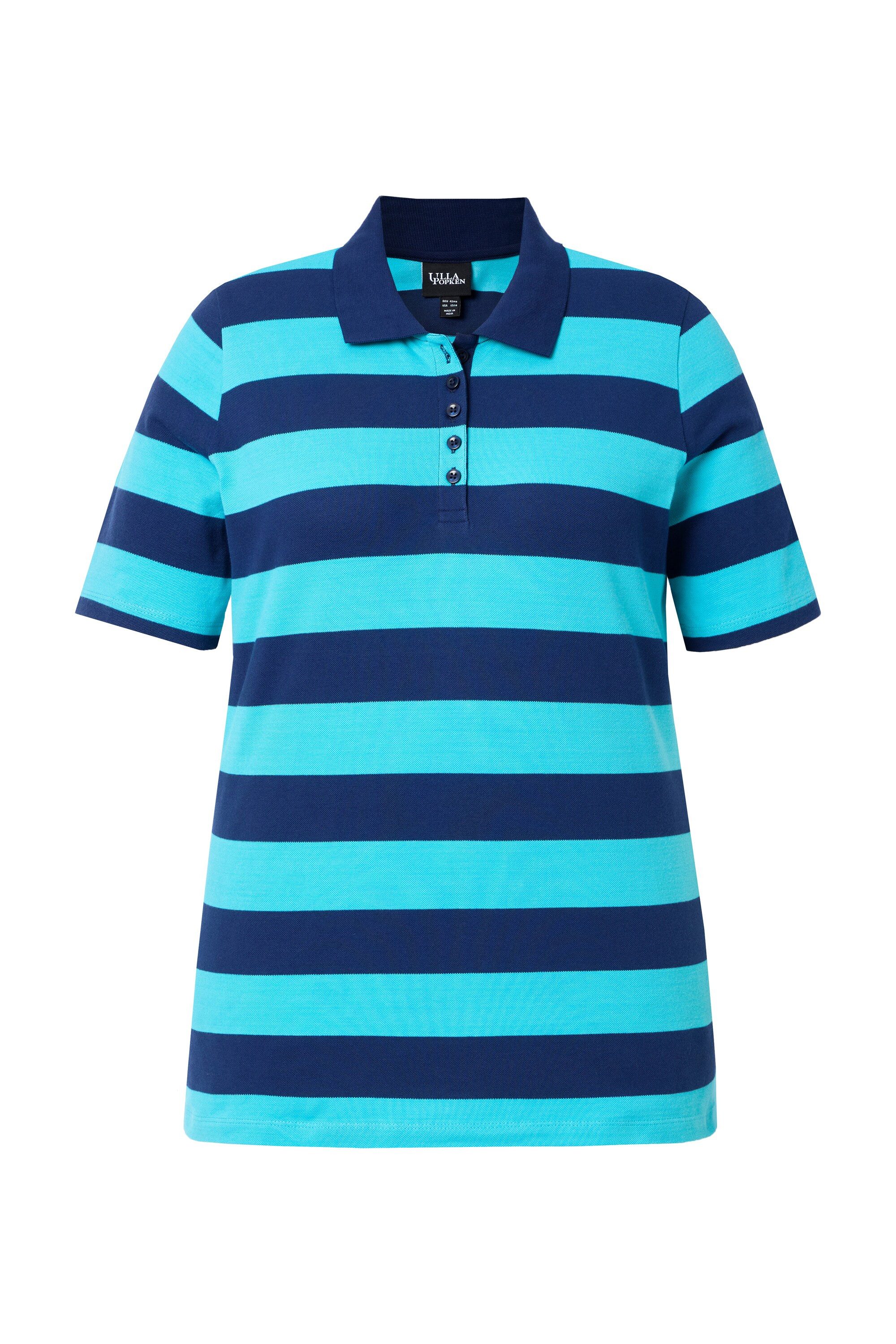 Ulla Popken Poloshirt Poloshirt Streifen Polokragen Halbarm Pima Cotton
