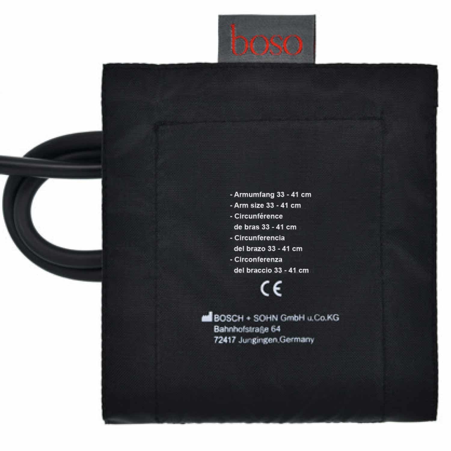 BOSCH + SOHN GmbH u. Co. KG Blutdruckmanschette BOSO Klettmanschette - Einschlauch Starke Arme -33 - 41 cm - Schwarz -