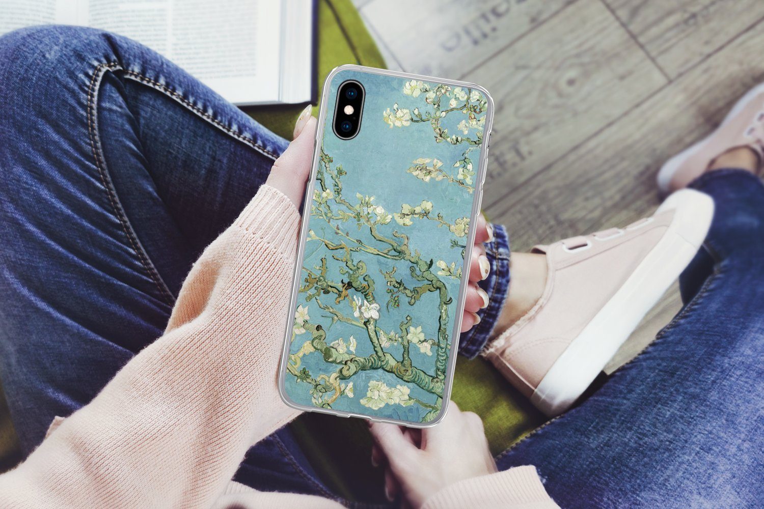 MuchoWow Handyhülle für Apple iPhone X Mandelblüte - Van Gogh - Kunst, Smartphone-Bumper, Print, Handy Schutzhülle Dünn