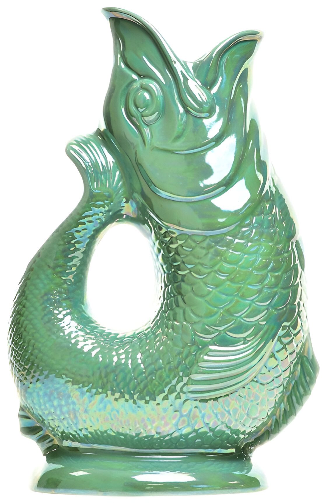 Gluckigluck Wasserkaraffe, (Original Gluggle Jug aus England), mit Gluckergeräusch, handgefertigt, ikonisches Fisch-Design, 1,2 L