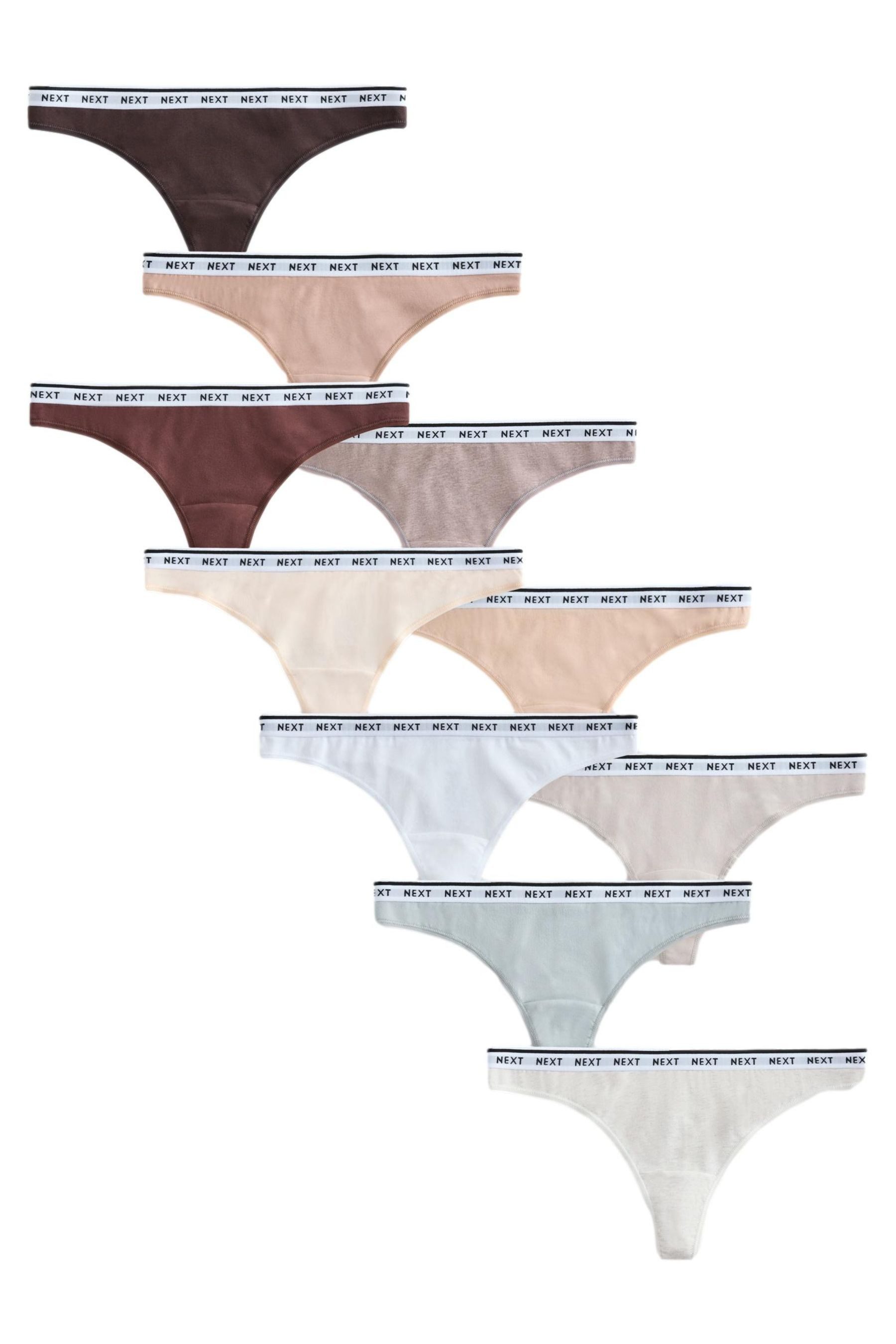 Next String Baumwollslips mit Logo im 10er-Pack, Tanga (10-St)