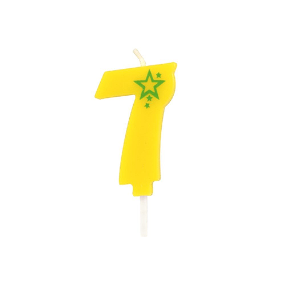 Geburtstagskerze Zahlenkerze, Mini 6,8 cm gelb "7"