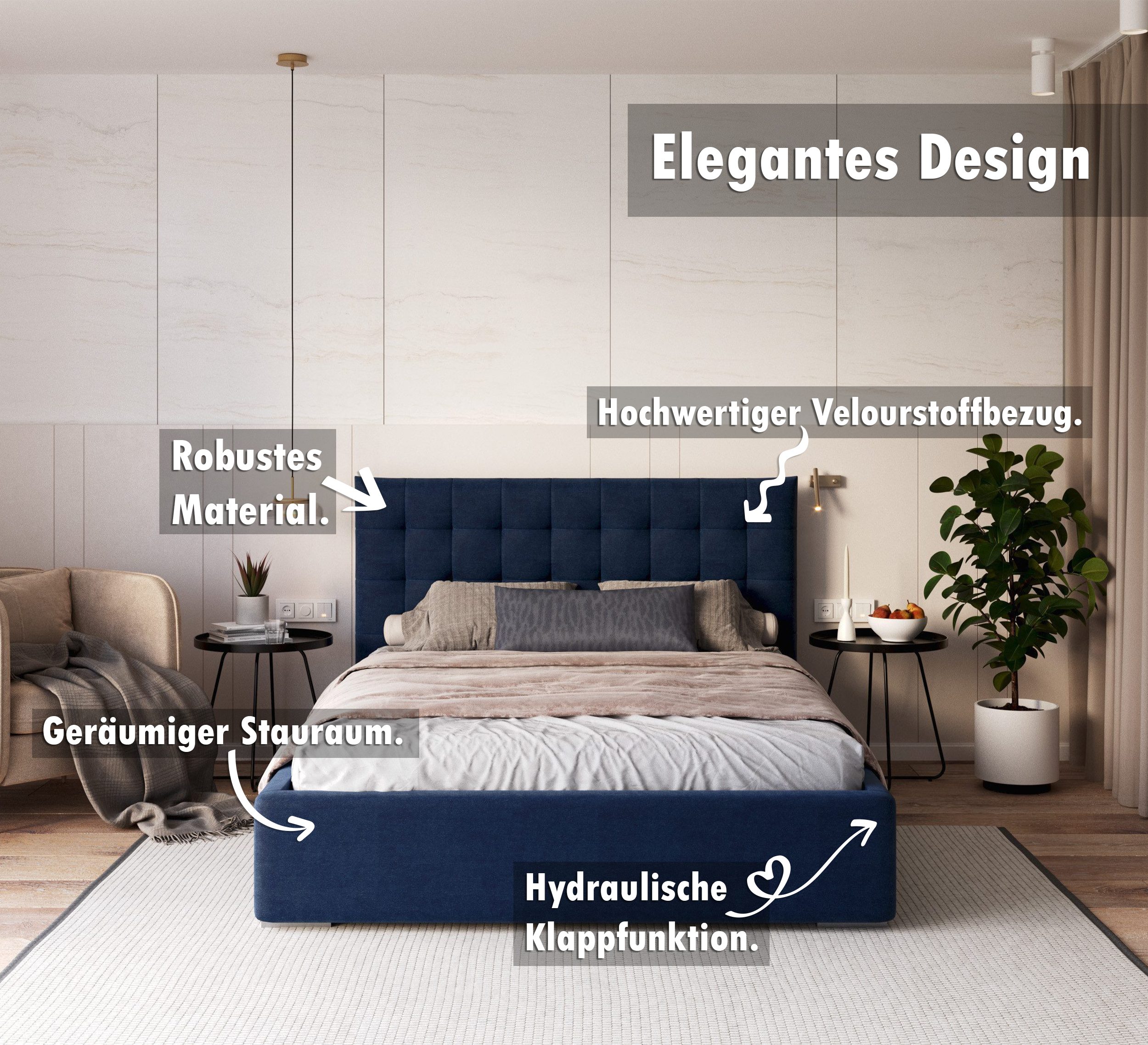 thematys Polsterbett Bett Stauraumbett aus Velours 120x200 140x200 160x200 günstig online kaufen