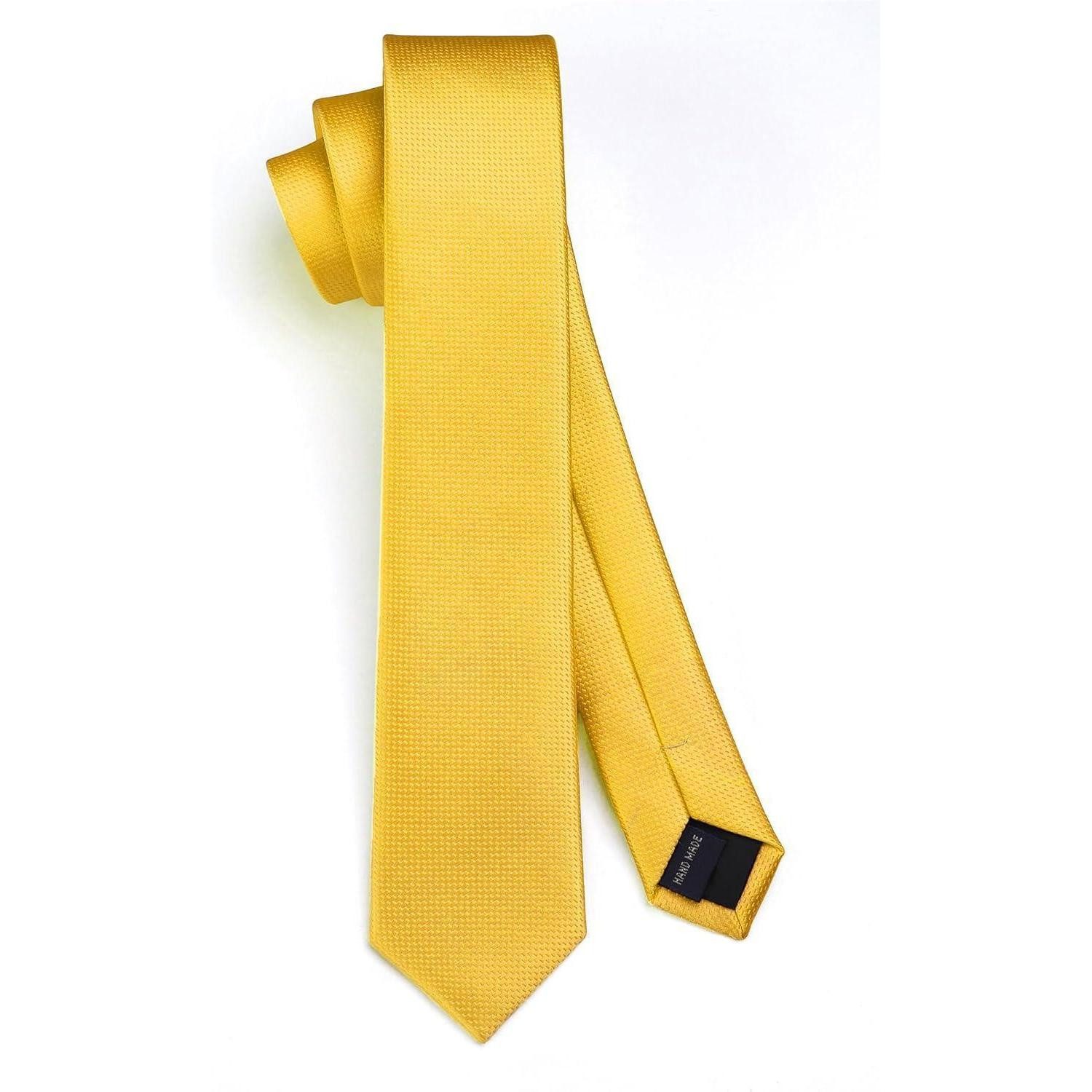Krawatte Krawatte Herren schmal Seide 6cm Hochzeit B-Gelb-01 Einheitsgröße