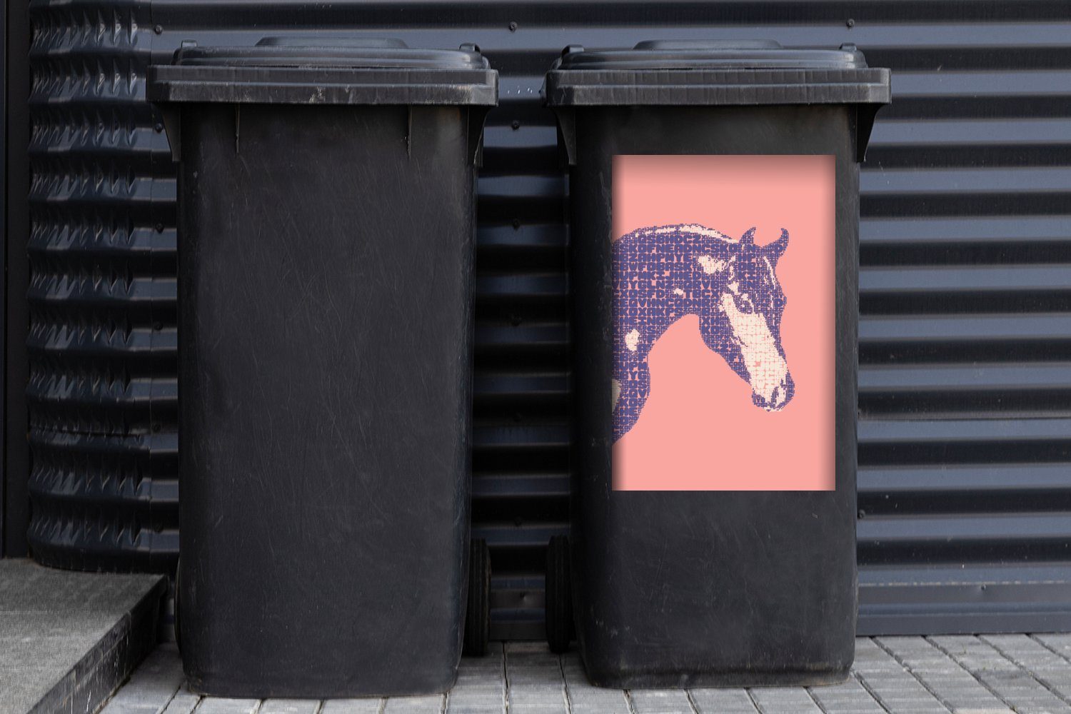 Abfalbehälter Mädchen St), Container, Mülleimer-aufkleber, MuchoWow Wandsticker - Mülltonne, Kopf Mädchen - - (1 Pferd Sticker, - - Kinder Buchstaben