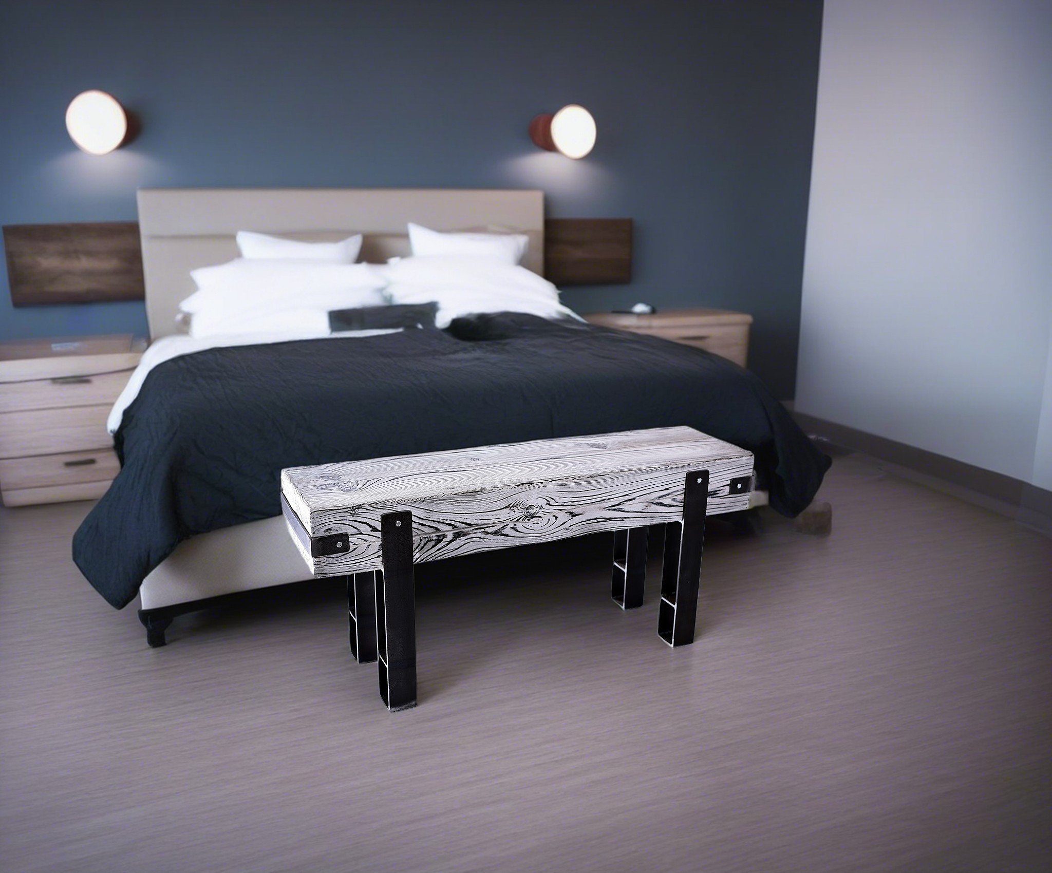 CHYRKA Sitzbank Bank LBR BRODY/BRODY+ Sitzbank Massiv-Holz Loft Vintage Bar Industriel