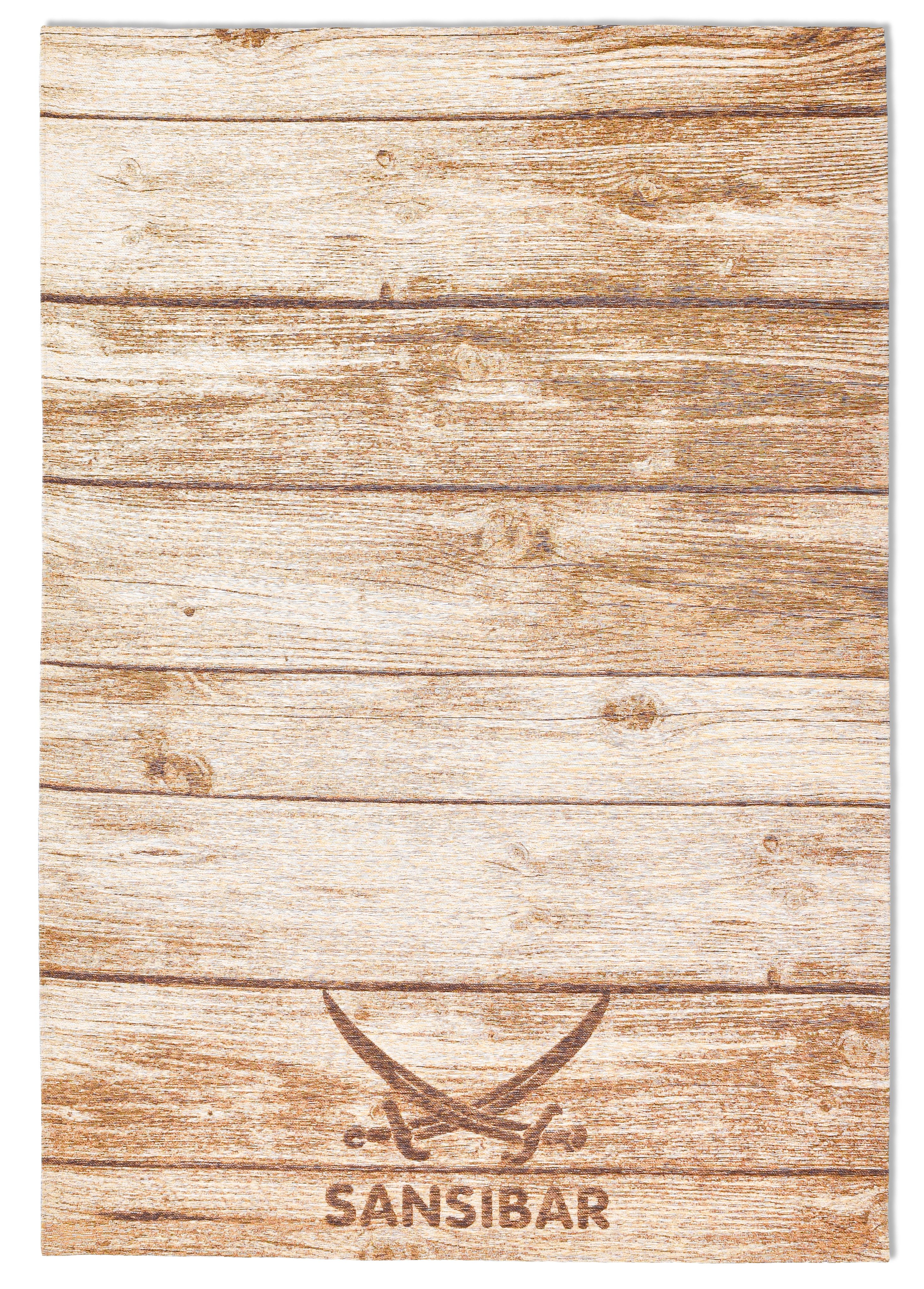 Sansibar Teppich Keitum 009, rechteckig, Höhe: 3 mm, Flachgewebe, Motiv Holzdielen & gekreuzte Säbel