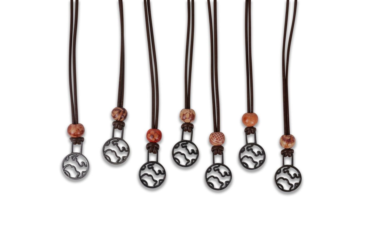 Gradnetz Kette mit Anhänger »Lederhalskette brown 40 cm« (1-tlg), Kreativ  bemalte Perle aus Ahornholz