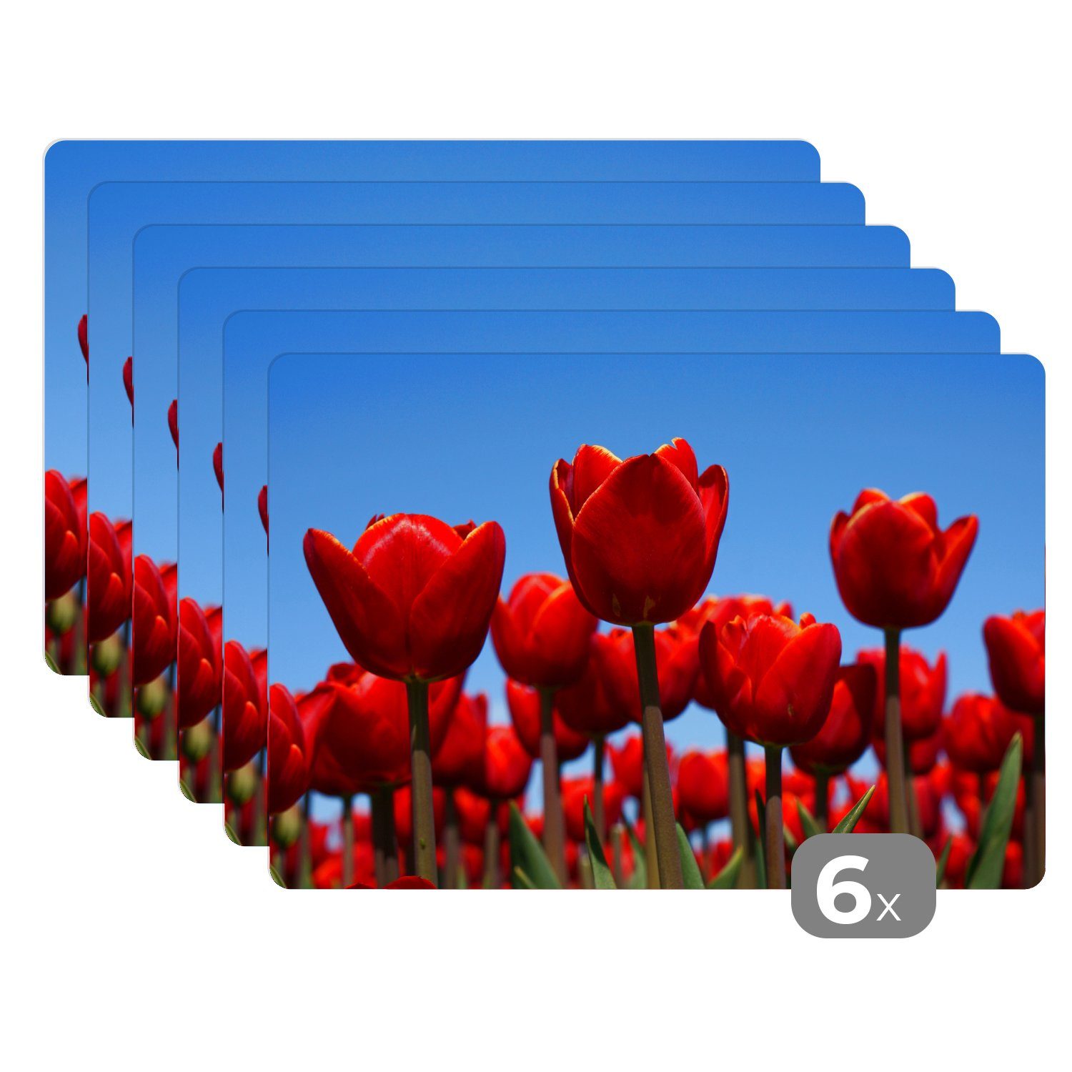 Platzset, Die Rote Tulpe, MuchoWow, (6-St), Platzset, Platzdecken, Platzmatte, Tischmatten, Schmutzabweisend