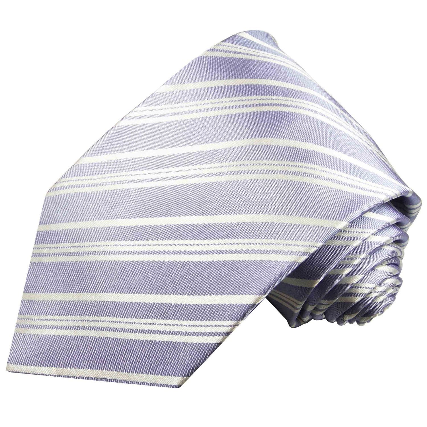Paul Malone Krawatte Designer Seidenkrawatte Herren Schlips hellblau gestreift 100% Seide Schmal (6cm), blau silber 532