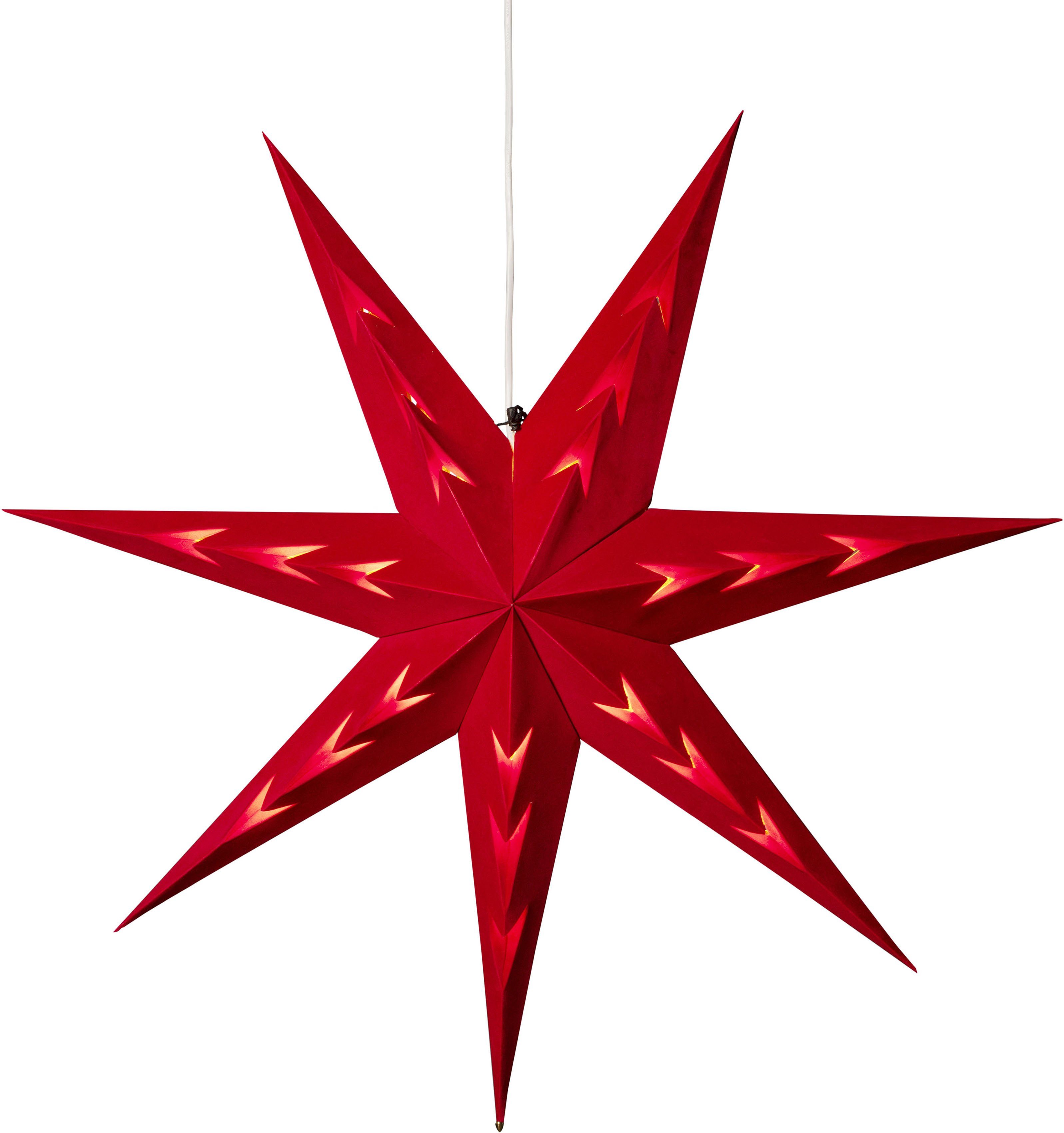 KONSTSMIDE Dekostern, 1 St., Papierstern mit LED-Technik,rotem Samt, V-förm günstig online kaufen