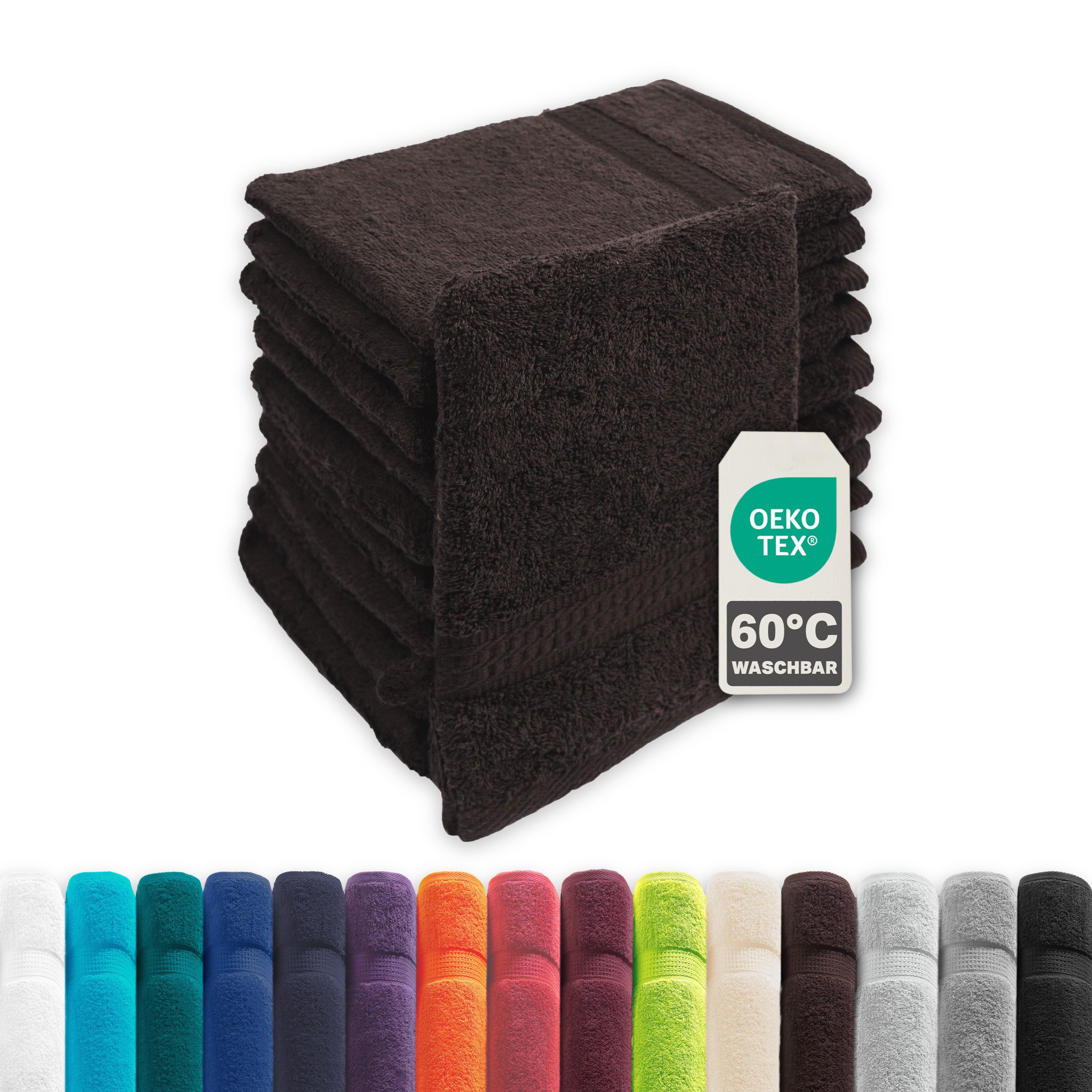Devior Handtuch Set Frottierserie Elegance in vielen Farben, hochwertig mit 500 g/m², Waschhandschuhe - 100% Baumwolle (10-St), 16x21 cm, hautsympathische Waschlappen für den ganzen Körper
