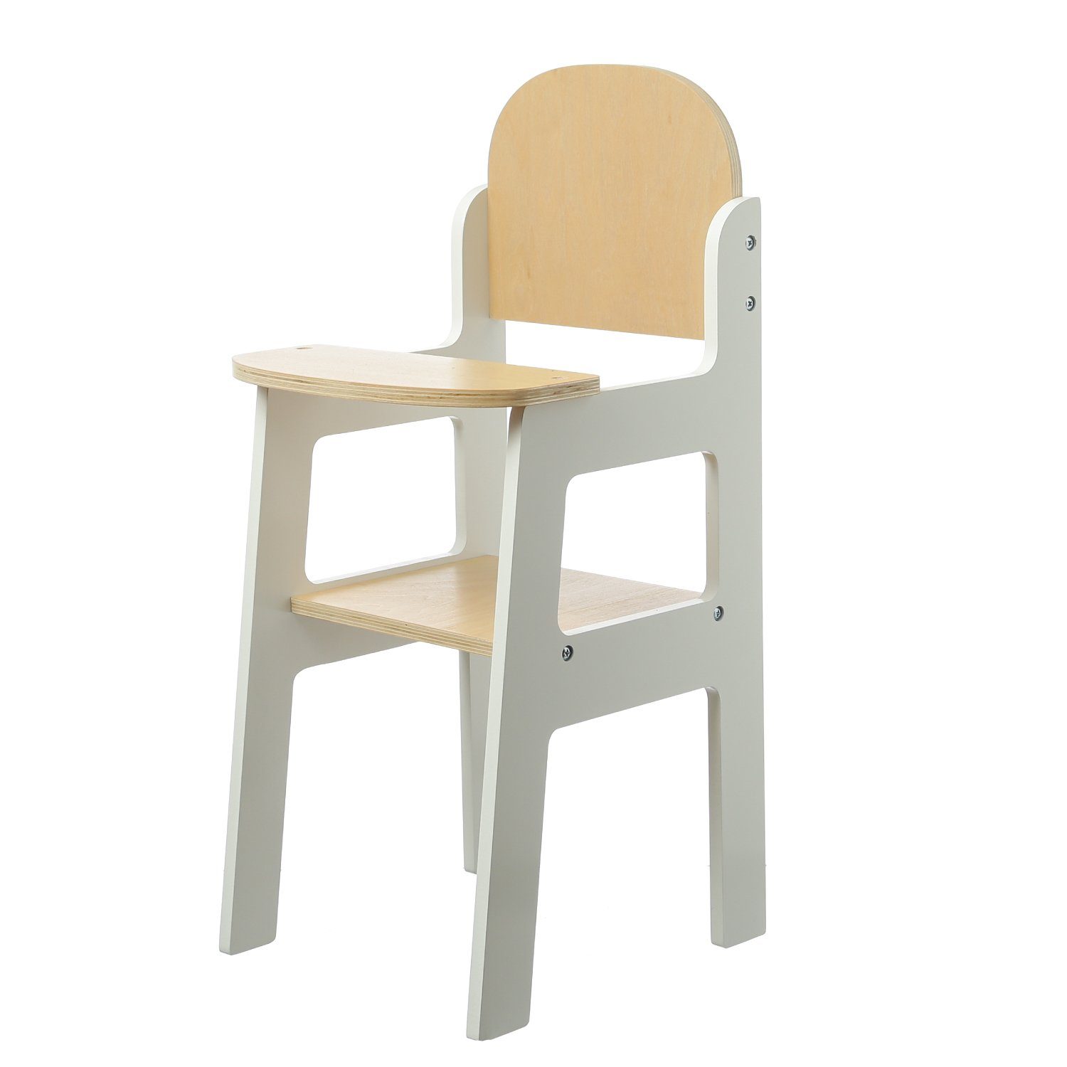 HOLLYHOPPER Puppenhochstuhl Puppenhochstuhl Spielstuhl aus Holz Puppenstuhl H: 47cm weiß braun