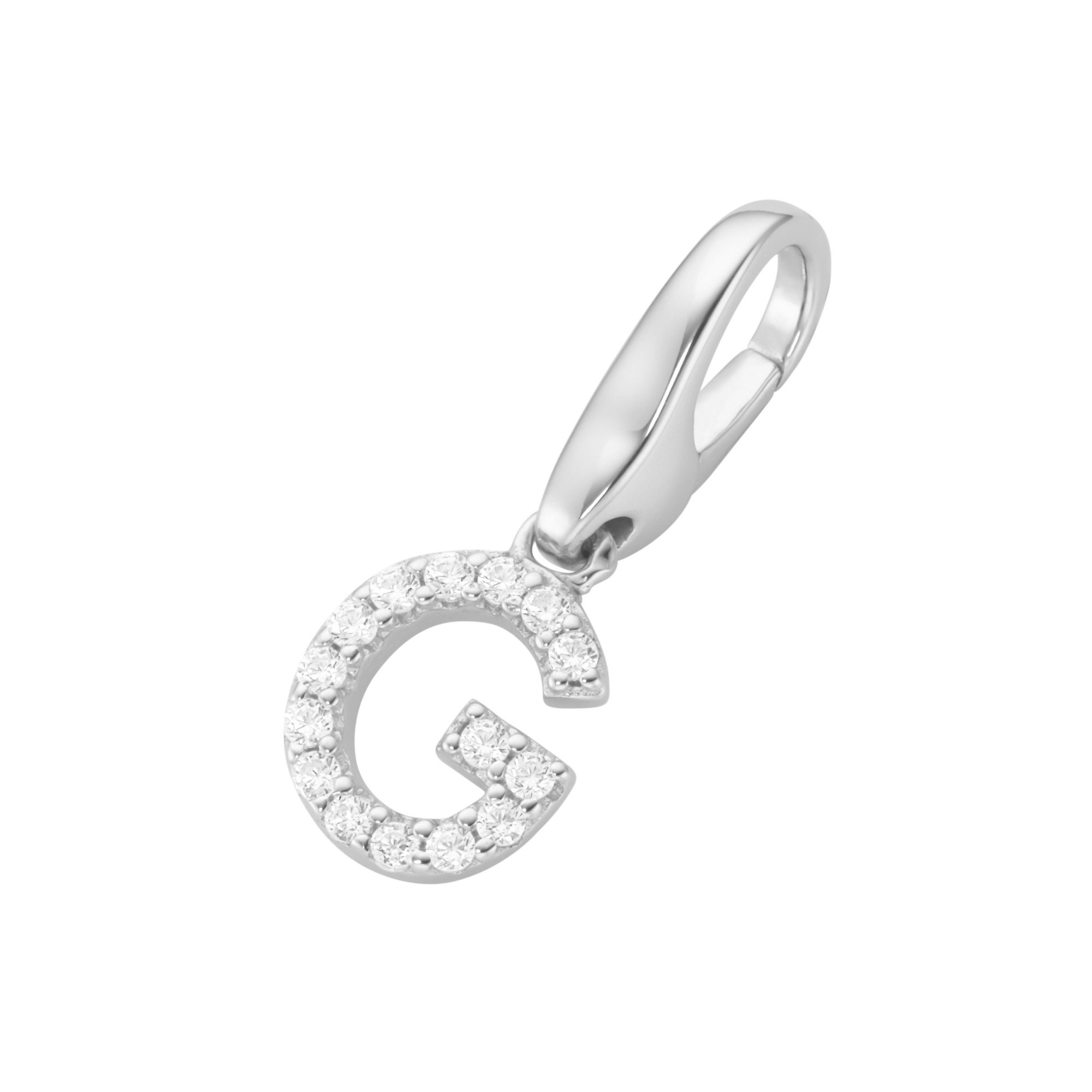 GIORGIO MARTELLO MILANO Charm Buchstabe Buchstabe G, Zirkonia Steine, Silber 925