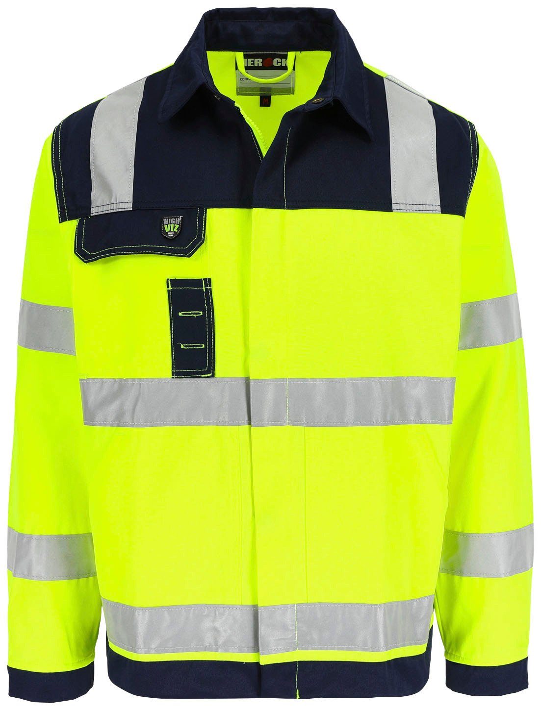 Herock Arbeitsjacke Hydros Hochsichtbar Jacke Hochwertig, 5 Taschen,  eintellbare Bündchen, 5cm reflektierende Bänder