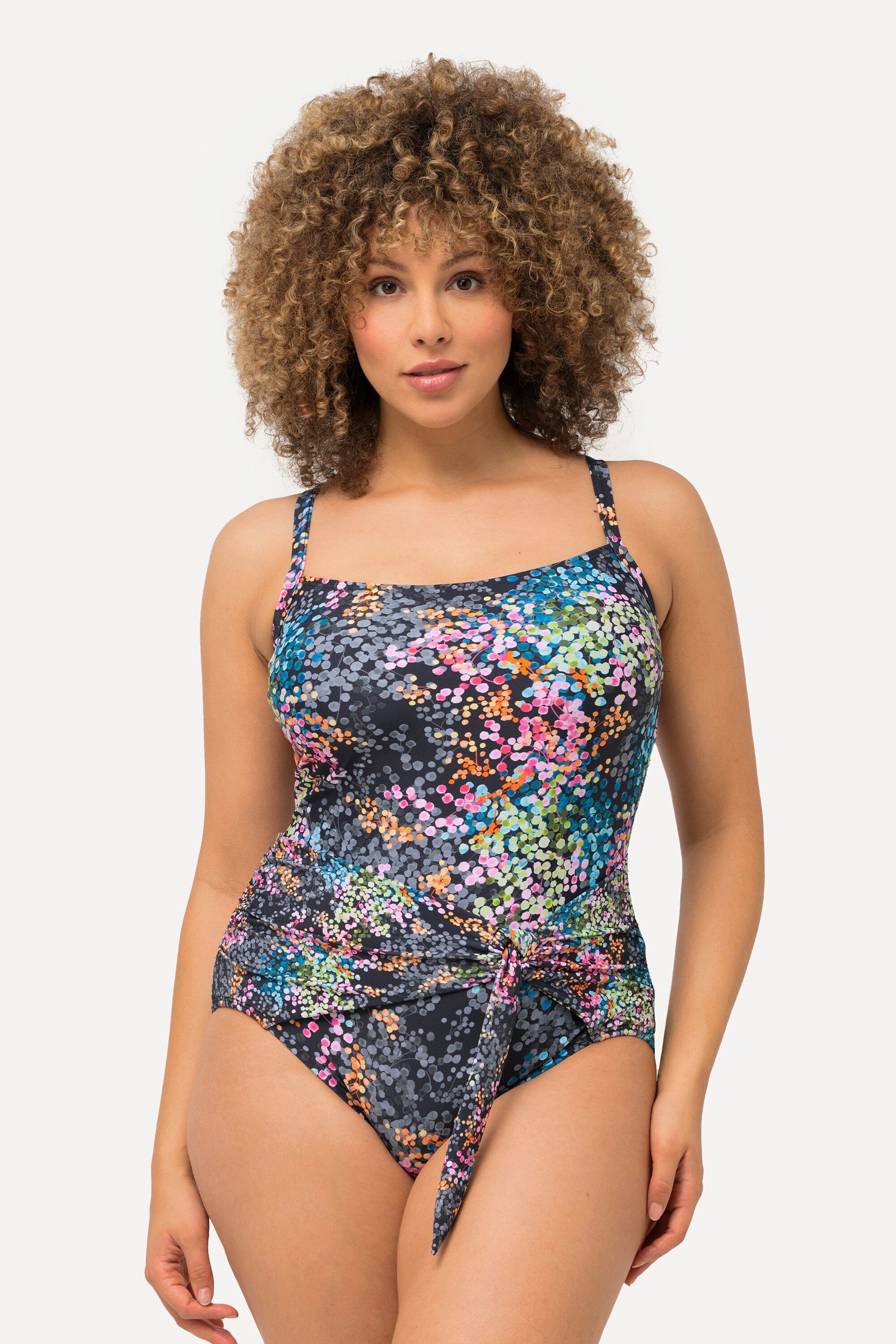 Ulla Popken Badeanzug Badeanzug Punktmuster Wickeloptik Softcups