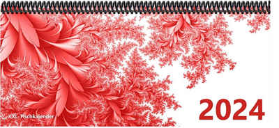 E&Z Verlag Gmbh Schreibtischkalender Bunt - Kalender XXL 2024 mit dem Muster Blätter rot