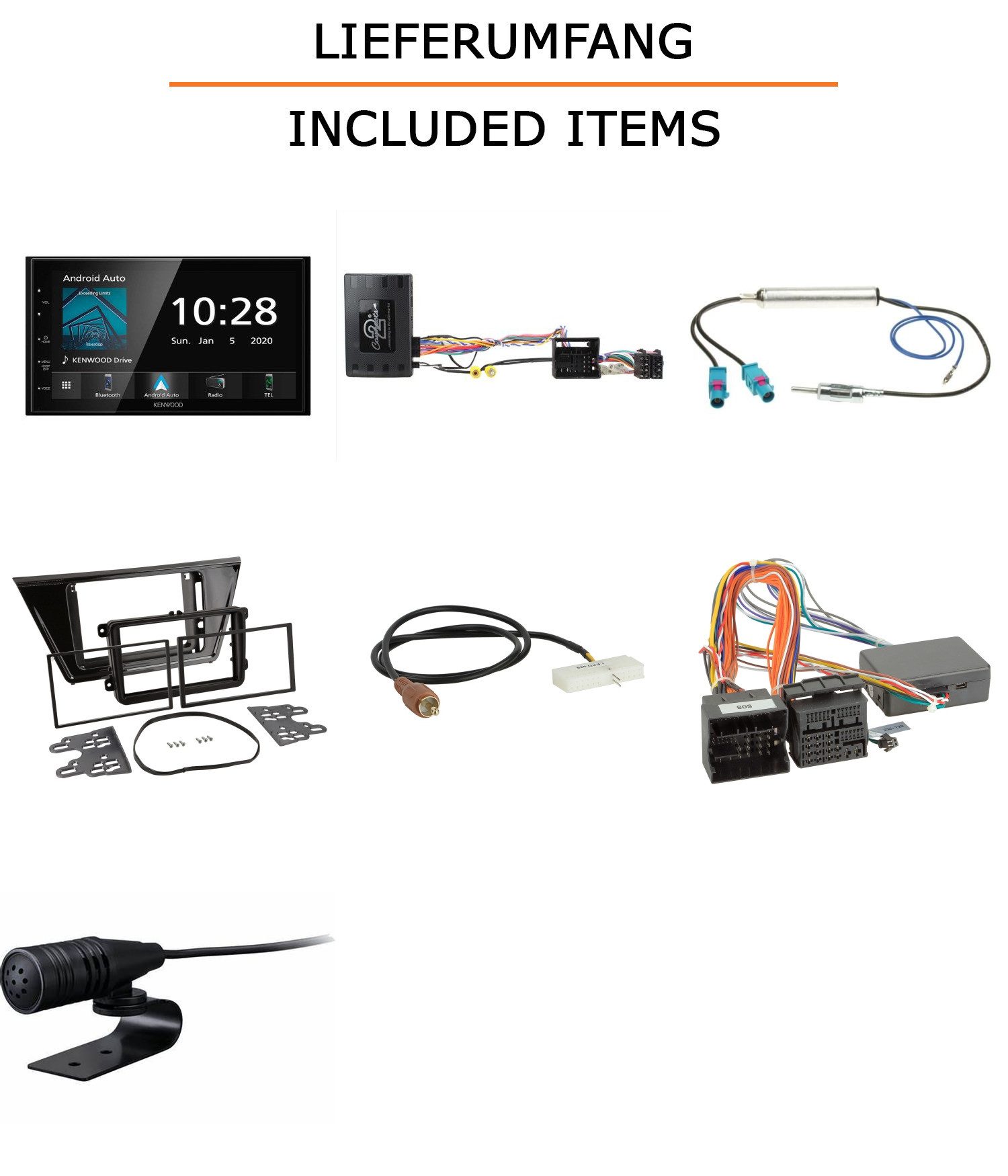 JUST SOUND best choice for caraudio Autoradio Einbauset Kenwood Kenwood DMX5020BTS VW Touran II Autoradio (RDS, AM/FM Radio, Animiertes Display, Bluetooth, Eingebauter Equalizer, Freisprecheinrichtung, Touchscreen, CarPlay, Android, AndroidAuto)