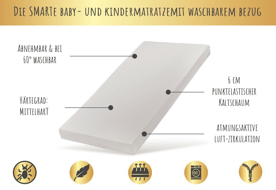Kindermatratze SMART, Babymatratze mit abnehmbarem Bezug, waschbar bei 60°C günstig online kaufen