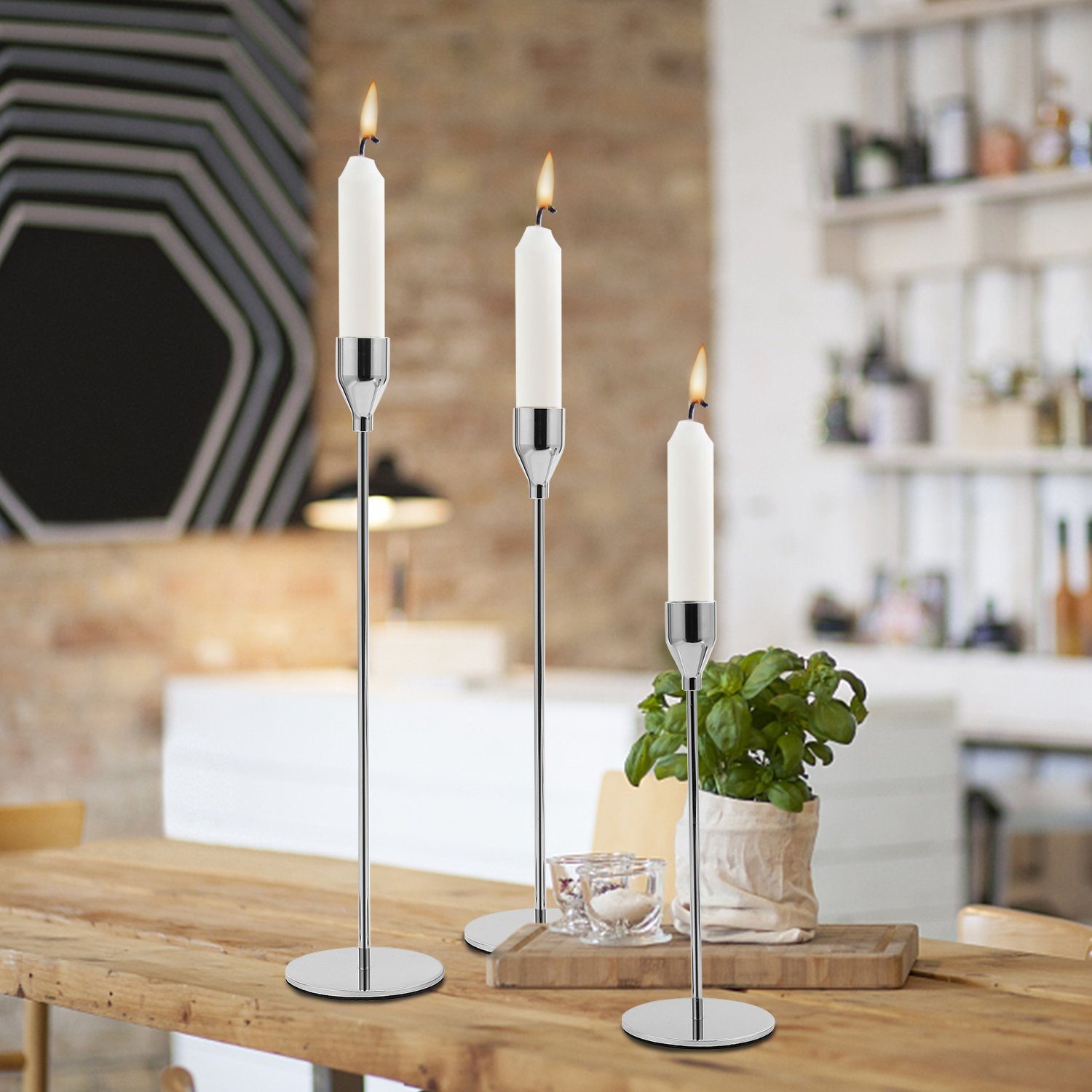 für TolleTour 6x Eisen Kerzenhalter Fest aus silber Kerzenständer Stumpenkerzenhalter Kerzenständer