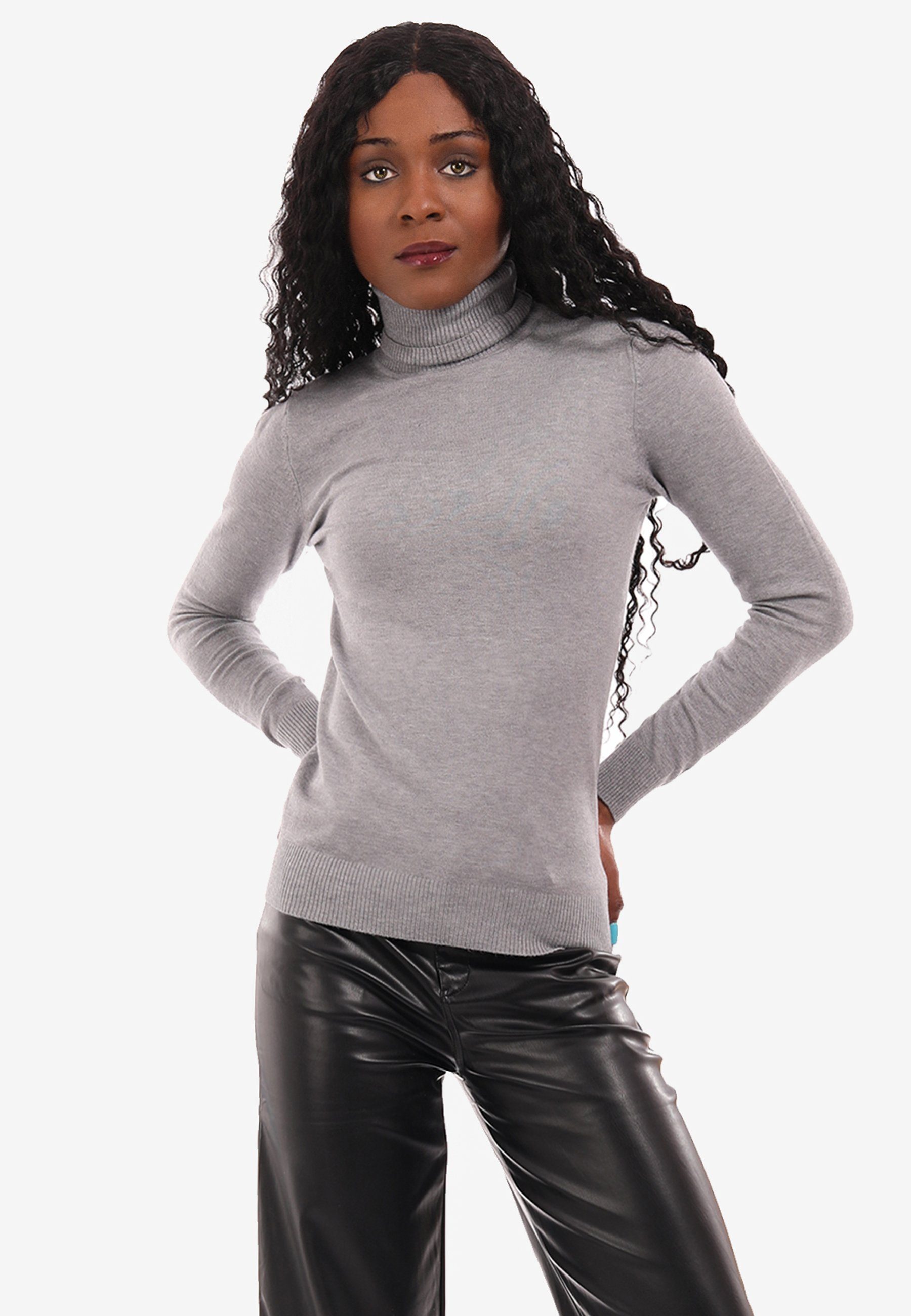 YC Fashion & Style Rollkragenpullover Basic Pullover mit Rollkragen Basic Grau