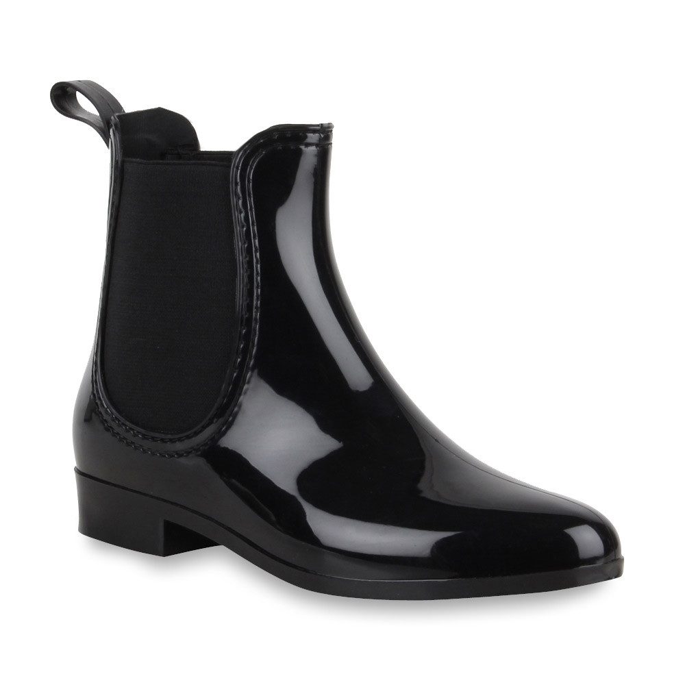 VAN HILL 902282 Gummistiefelette Damen Lack Stiefeletten Gummistiefel Chelsea Boots Gr. 36-41