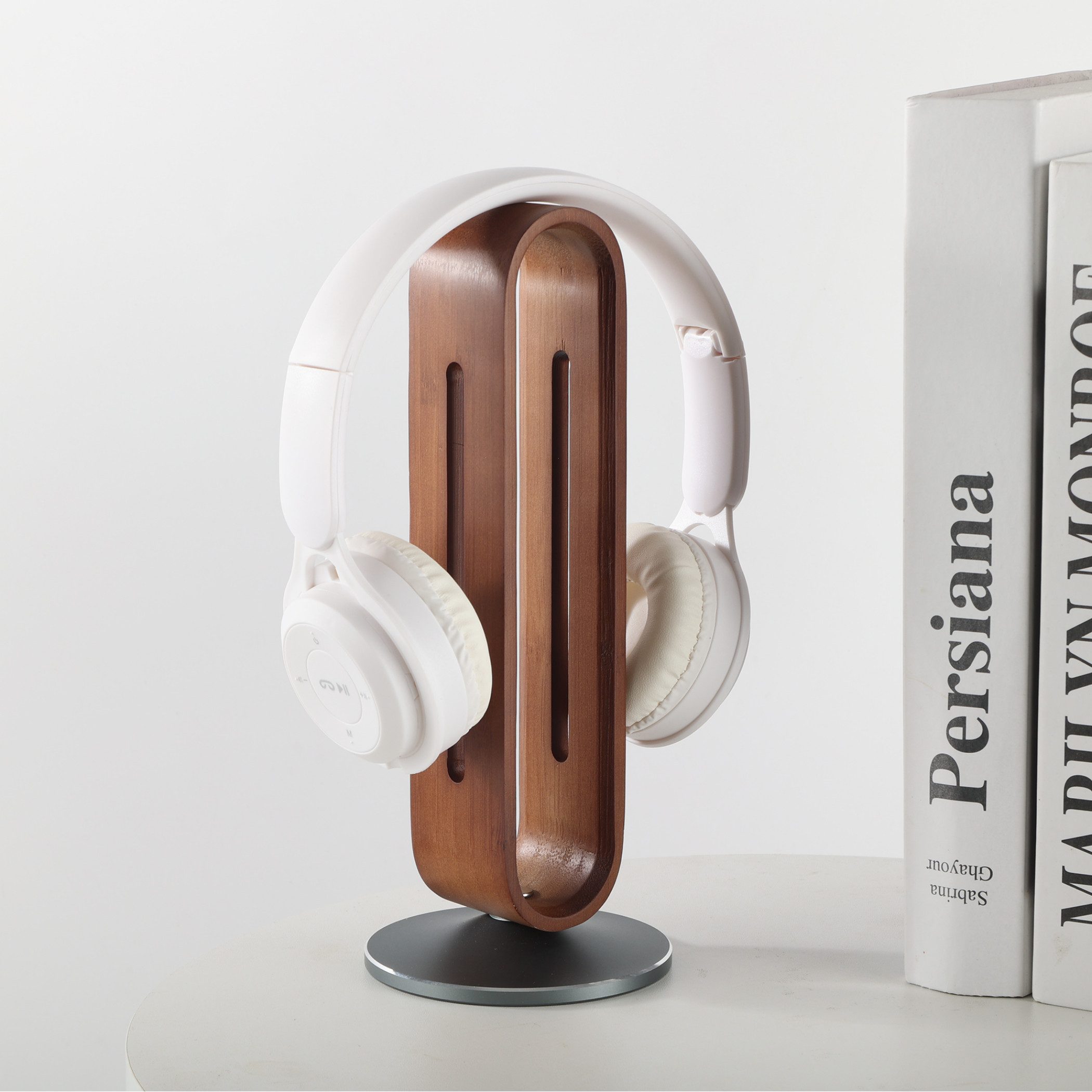 SeedWave Universal Bambus Kopfhörer Ständer für Gaming Headset Kopfhörerständer, (U-förmiges Design, Basis aus Silikonaluminium)