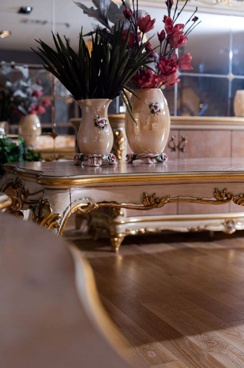 elegantem Barockstil - Barock - mit 8 Esstisch 1 Padrino Prunkvolle Esszimmer Barock im Casa Möbel Esszimmer Luxus Esszimmerstühle Muster Set Esszimmer-Set & Barock