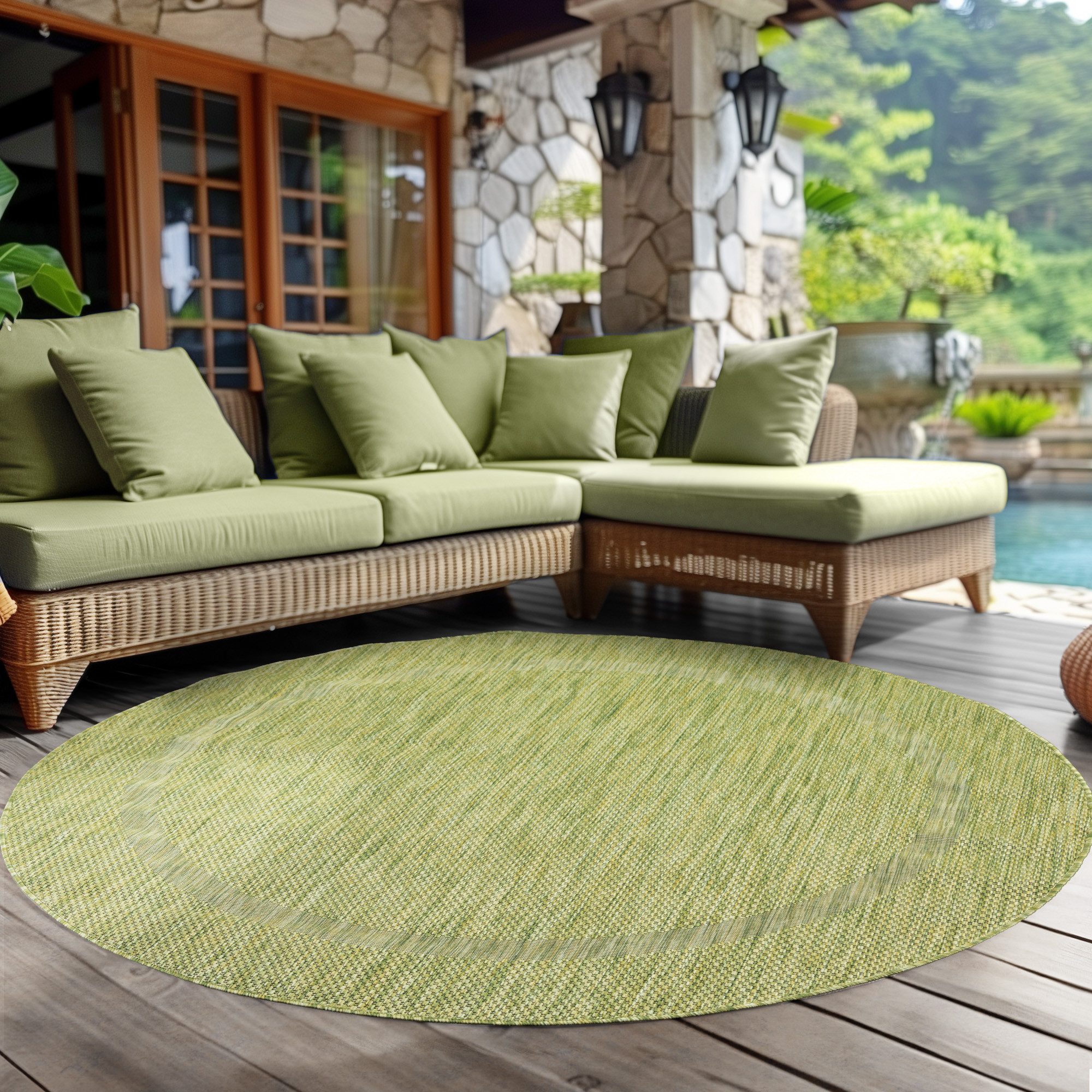 Carpettex Outdoorteppich Unicolor - Einfarbig, Rund, Höhe: 5 mm, Teppich Wetterfest Balkon Küchenteppich Flachgewebe Sisaloptik
