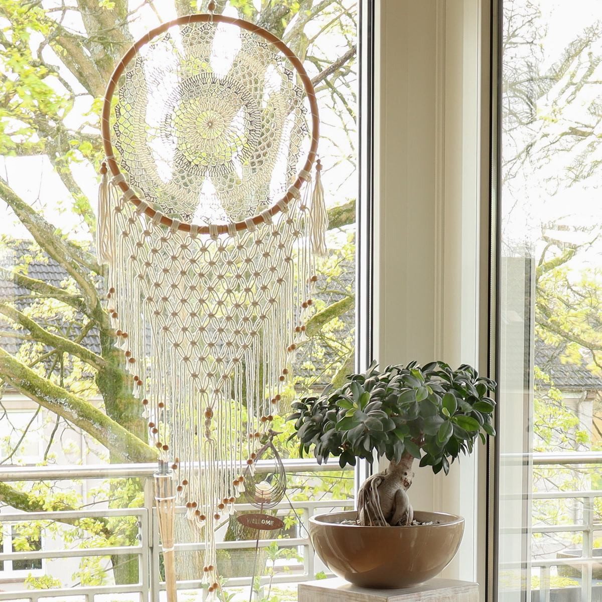 Oriental Galerie Wandbild Wandbehang Wandschmuck Makramee Traumfänger mit H günstig online kaufen