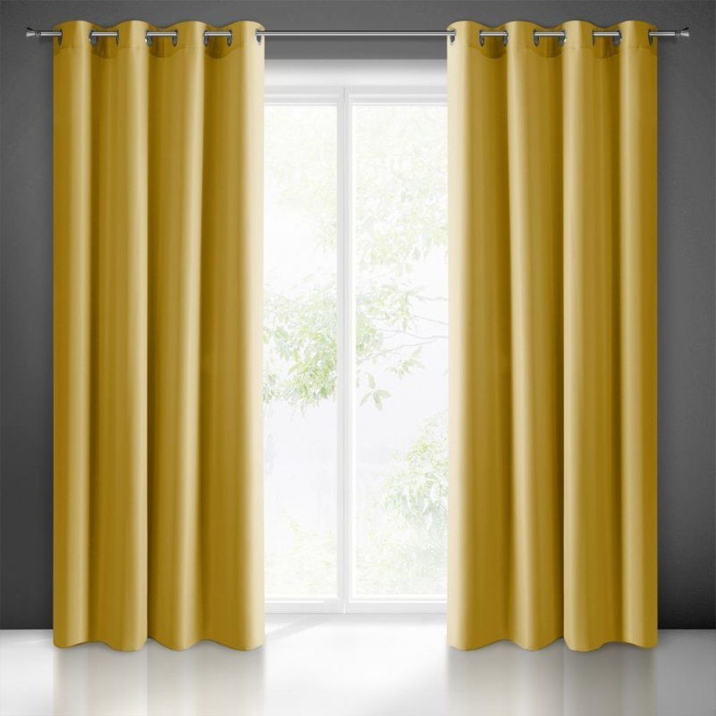 Ösen Gelb, BASIC Vorhang Ösen Mariall, 140x250cm Vorhang Fertiggardine