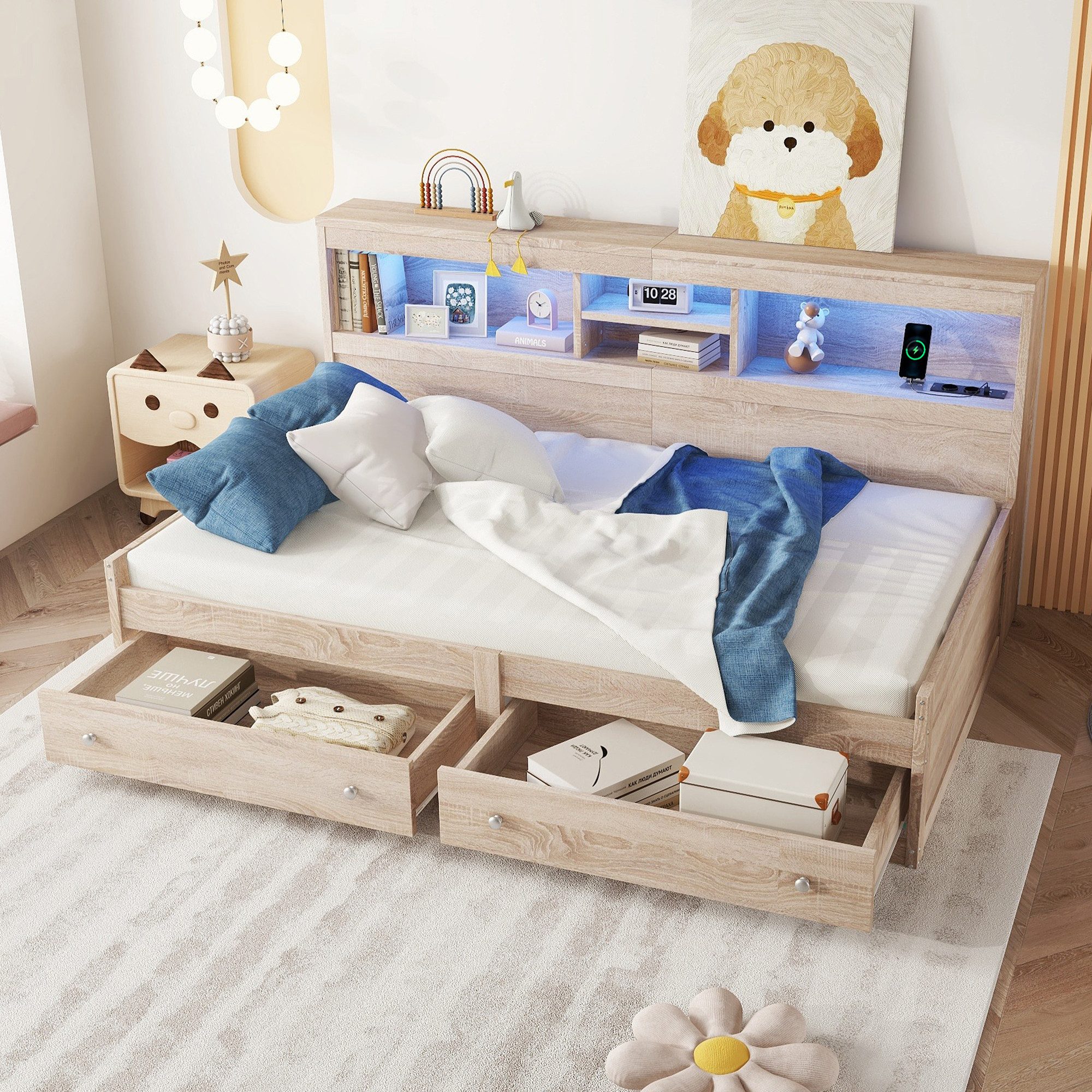 OKWISH Kinderbett Stauraumbett Schlafsofa Tagesbett Daybett günstig online kaufen