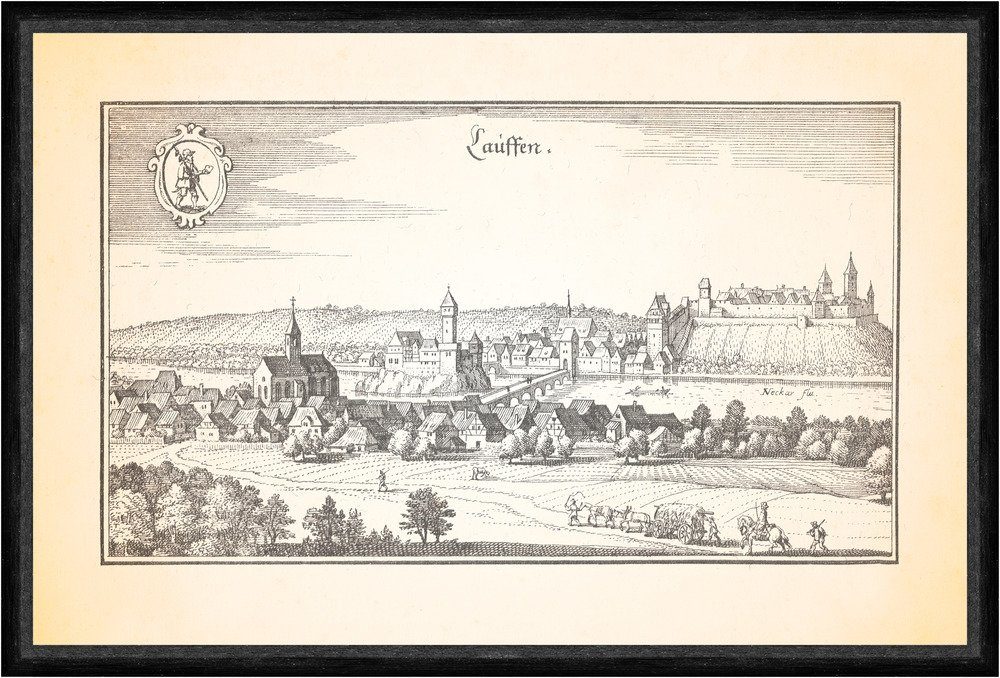 Kunstdruck Lauffen Neckar Frauenkloster Burg Insel Regiswindiskirche Faks_Merian