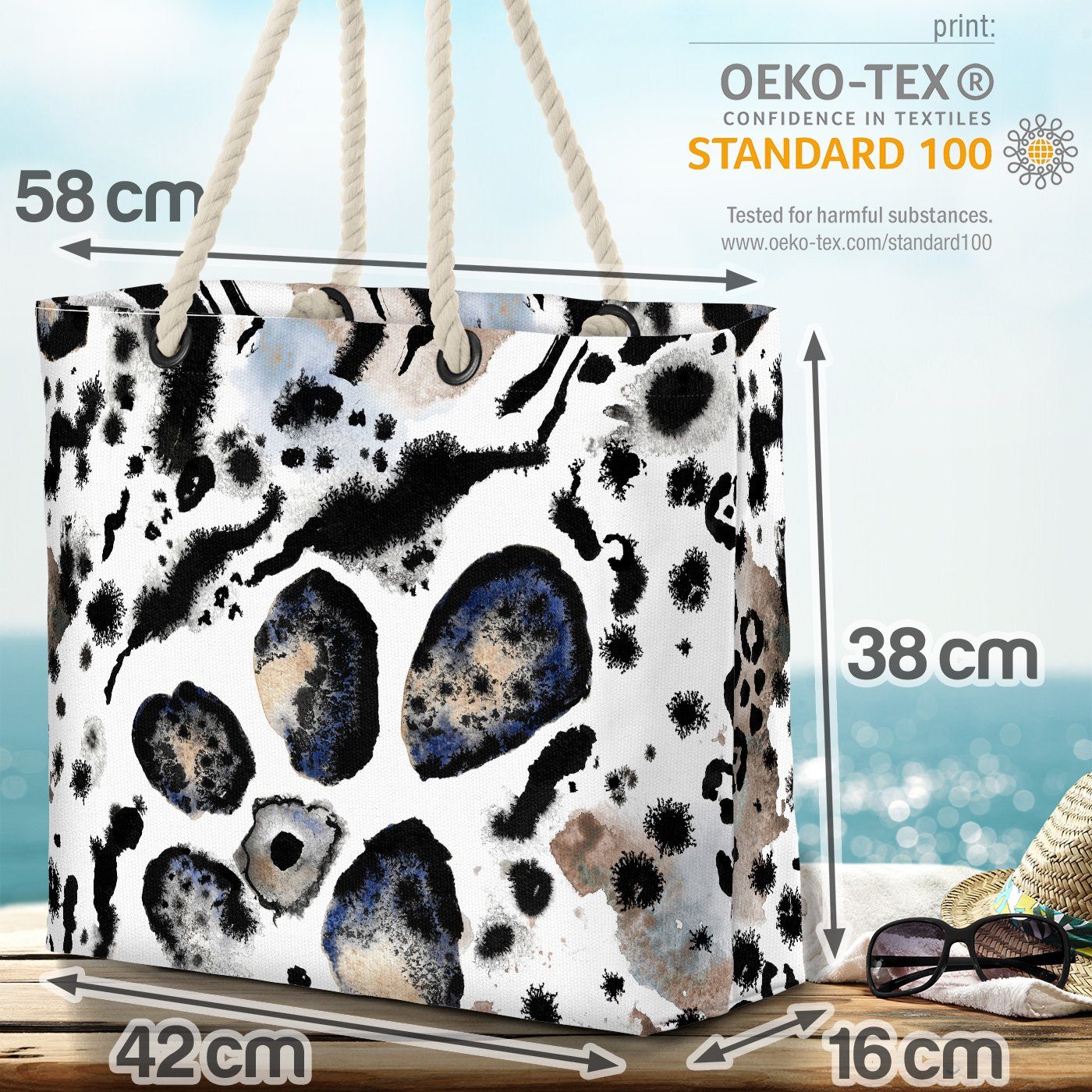 Beach VOID Bag Afrika gemalt Print Katze Wildkatze (1-tlg), Leopard Strandtasche Safari Raubkatze Animal