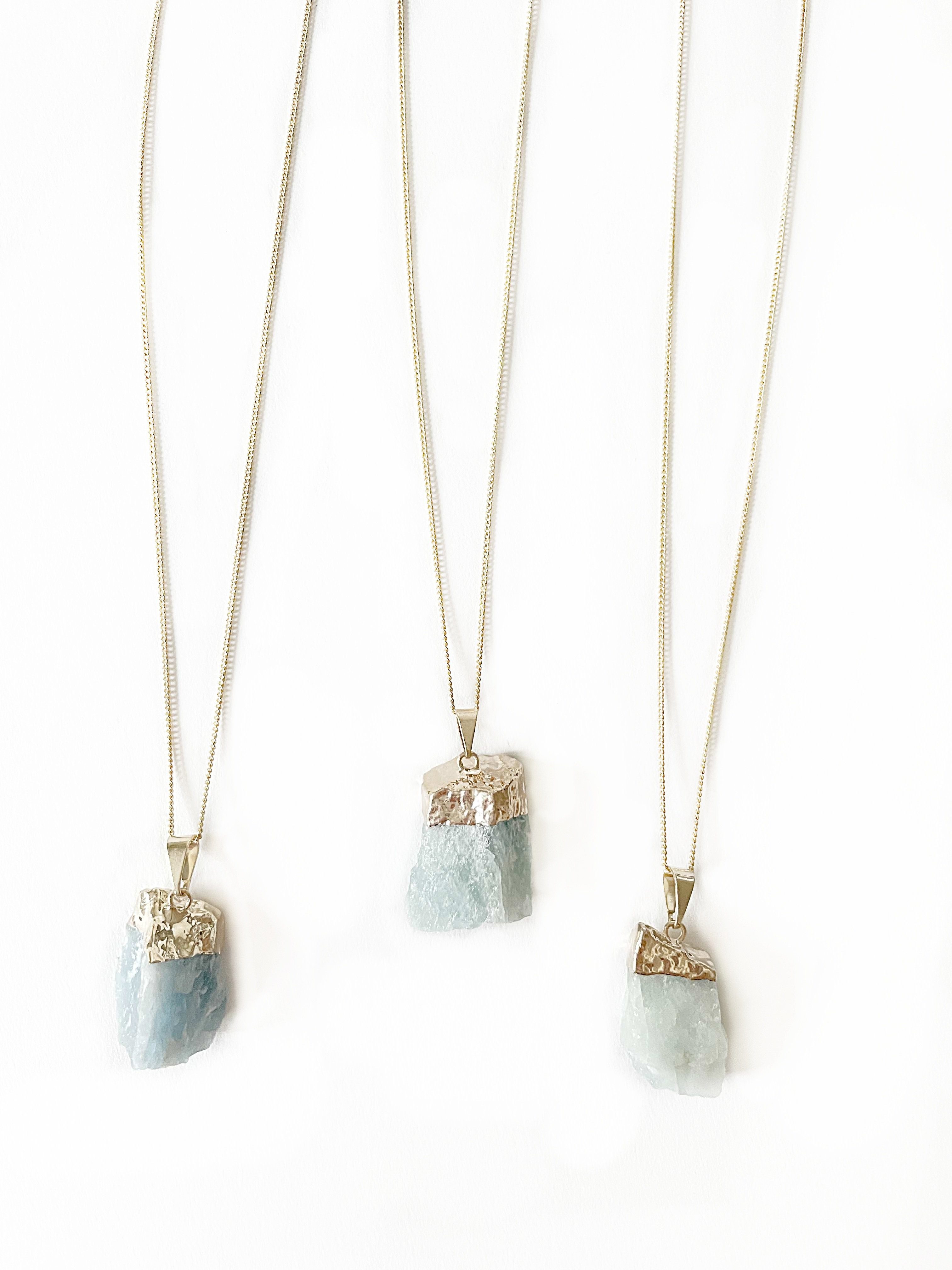 Crystal and Sage Jewelry Kette mit Anhänger Aquamarin Halskette vergoldet günstig online kaufen